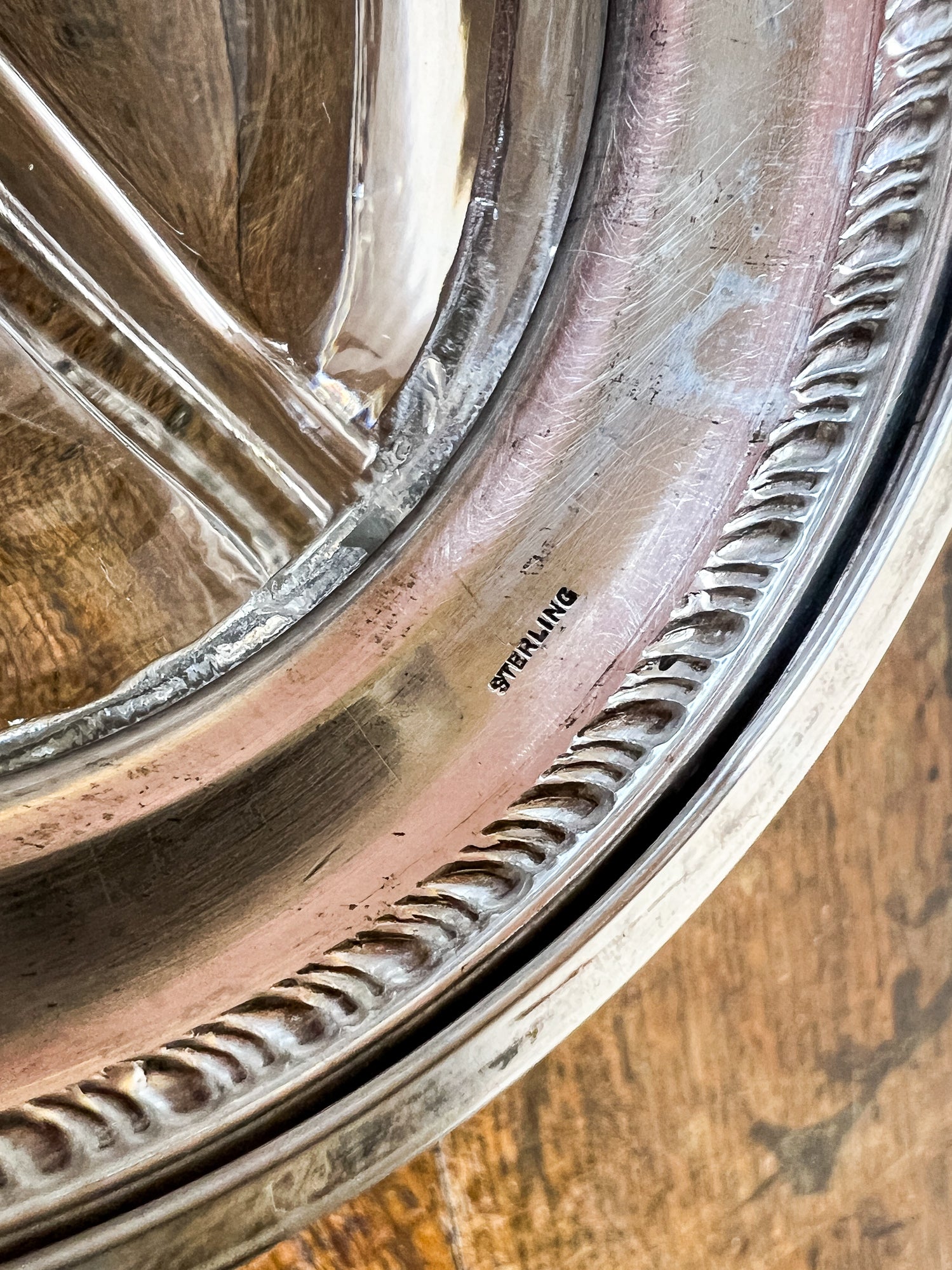 Pressed Crystal Divided Snack Dish with Sterling Silver Base