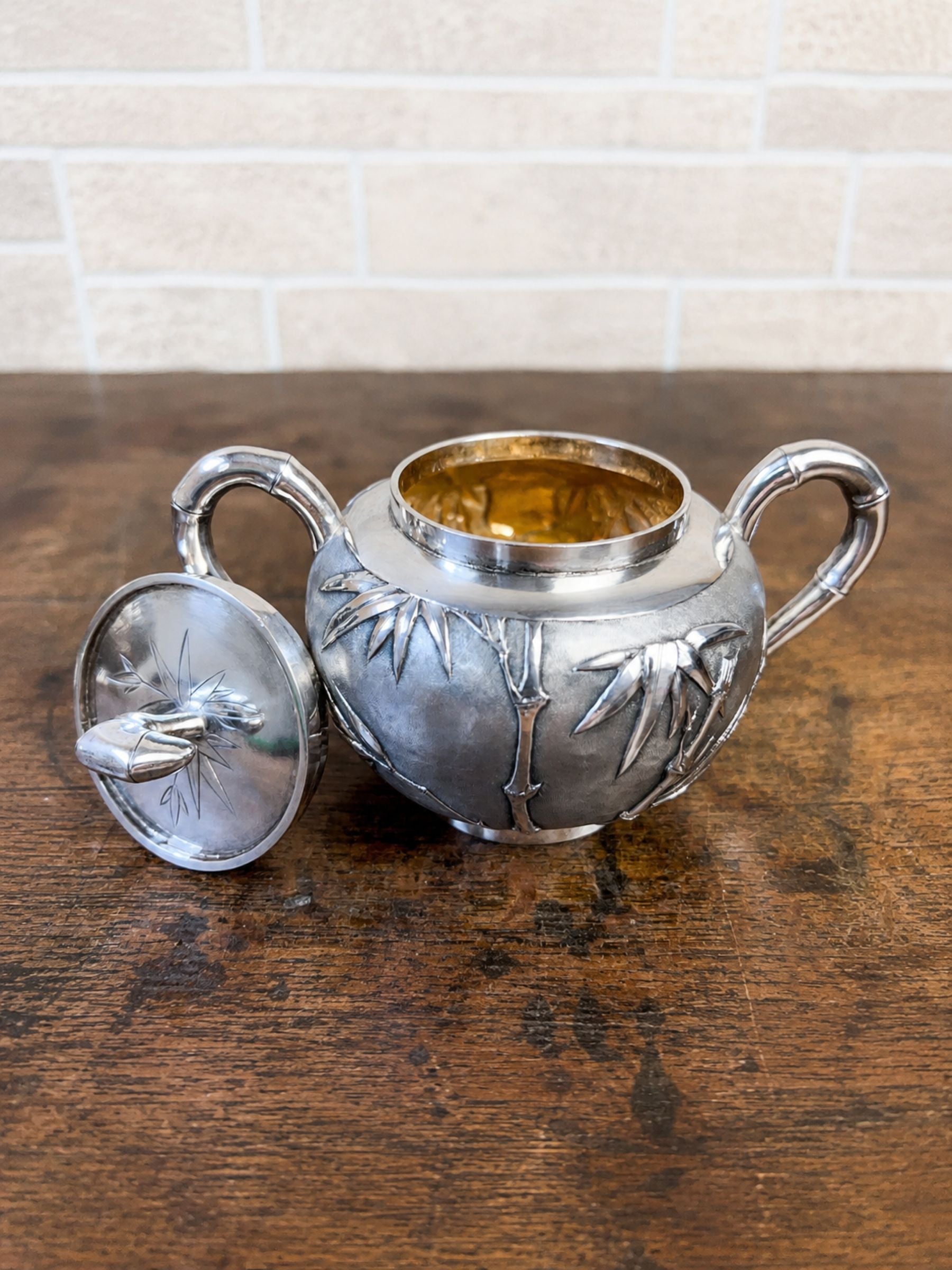 Antique Chinese Export Sterling Silver Three-Piece Tea Set by Tuck Chang