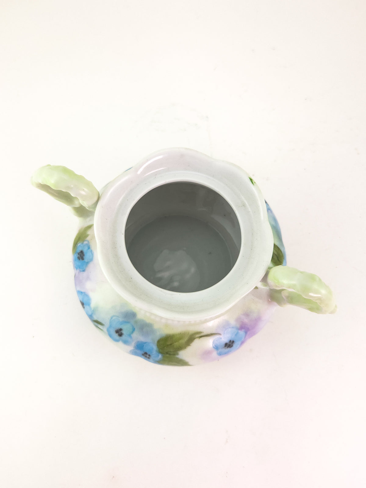 Hand-Painted Porcelain Three-Piece Tea Set with Floral Decoration