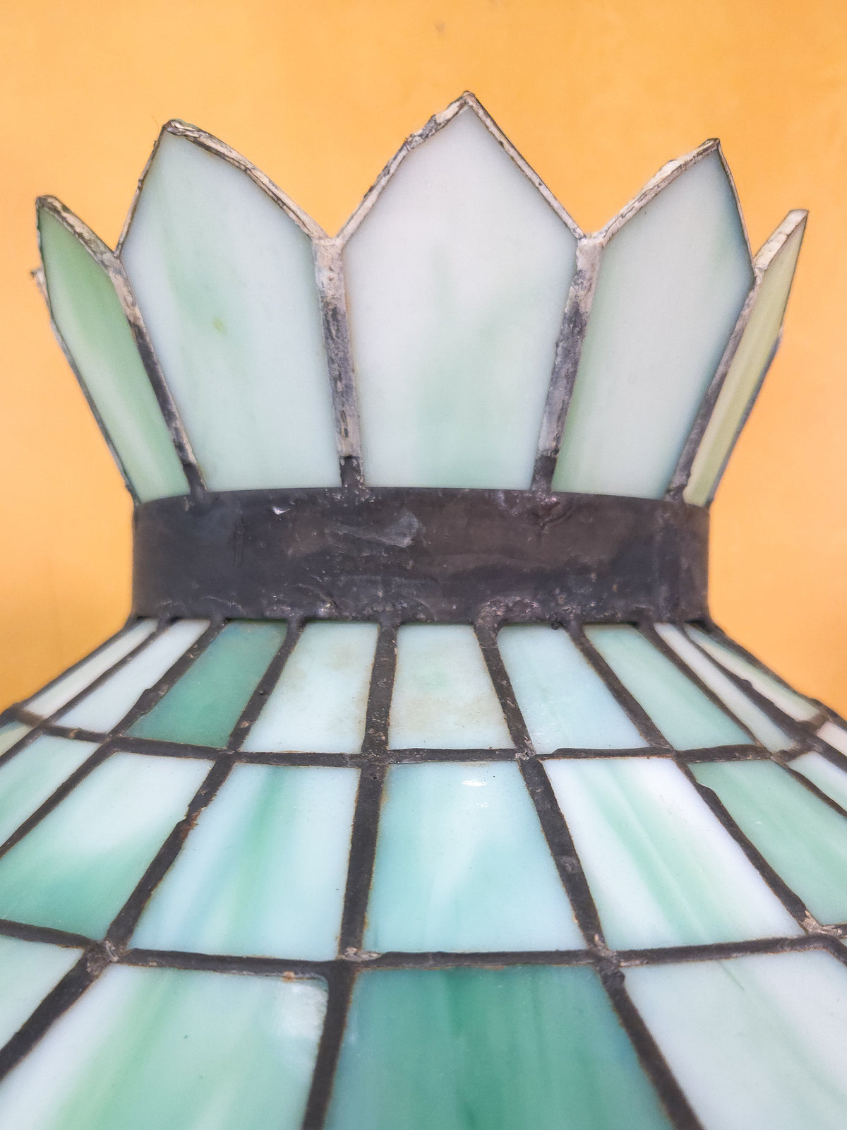 Large Tiffany-Style Slag Glass Fruit Motif Table Lamp by Miller Lamp Co.