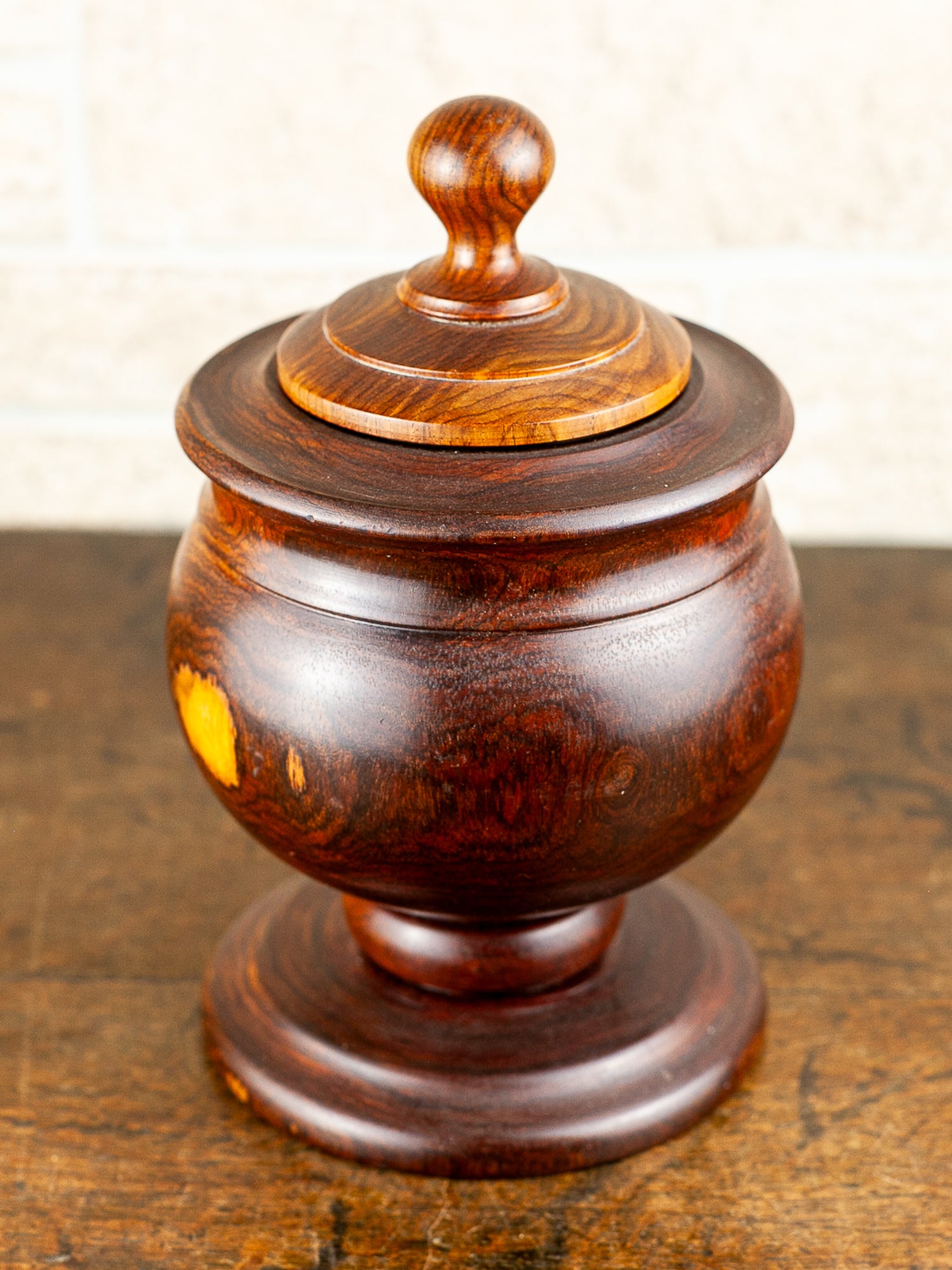 Mid-Century Solid Walnut Lidded Urn or Tobacco Jar
