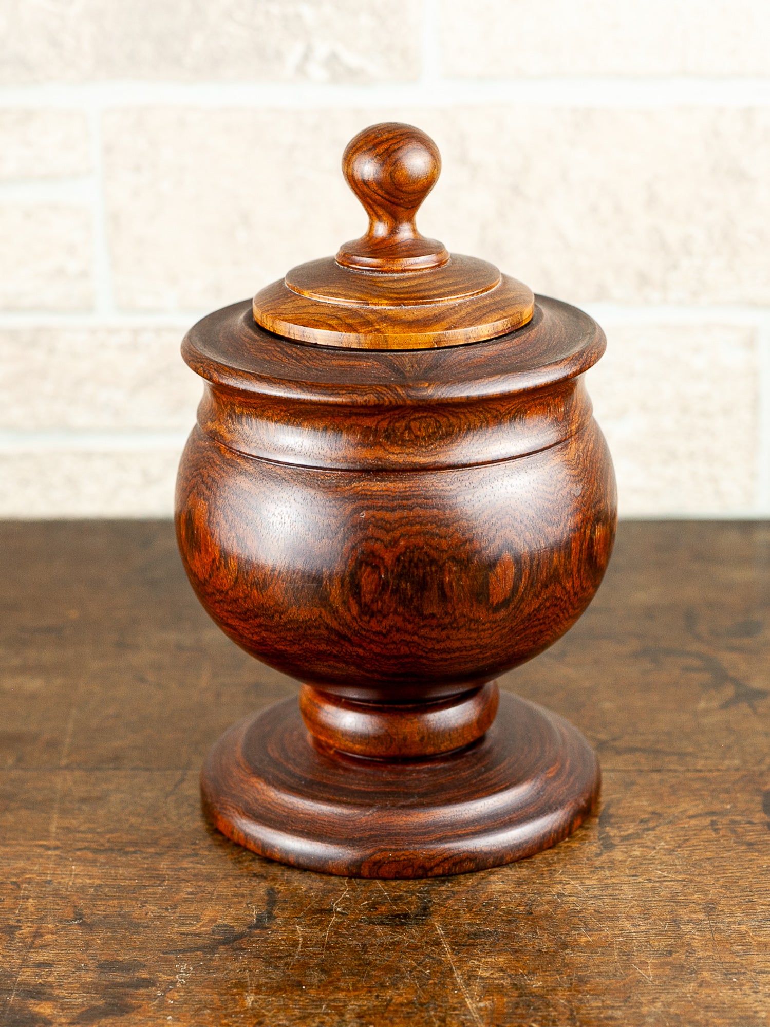 Mid-Century Solid Walnut Lidded Urn or Tobacco Jar