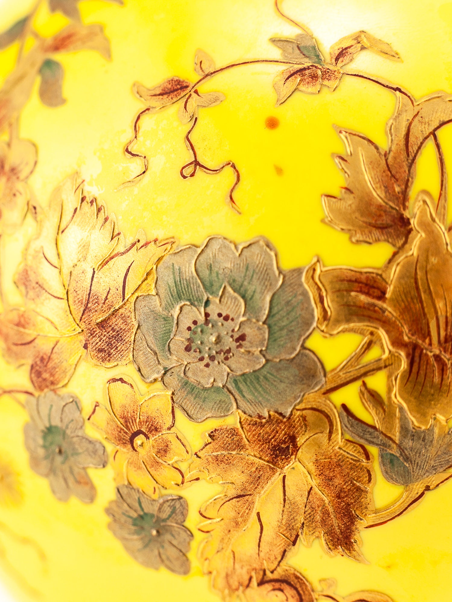 Rare Antique Royal Crown Derby Yellow Porcelain Vase, Circa 1891