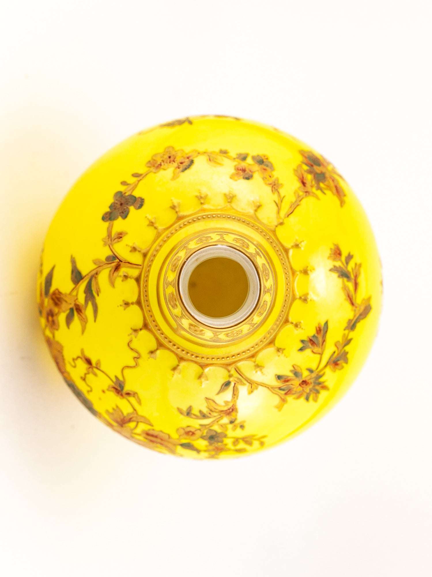 Rare Antique Royal Crown Derby Yellow Porcelain Vase, Circa 1891