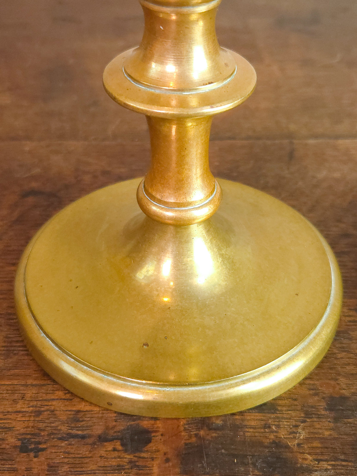 Pair of Antique Victorian Solid Brass Candlesticks with Turned Baluster Stems
