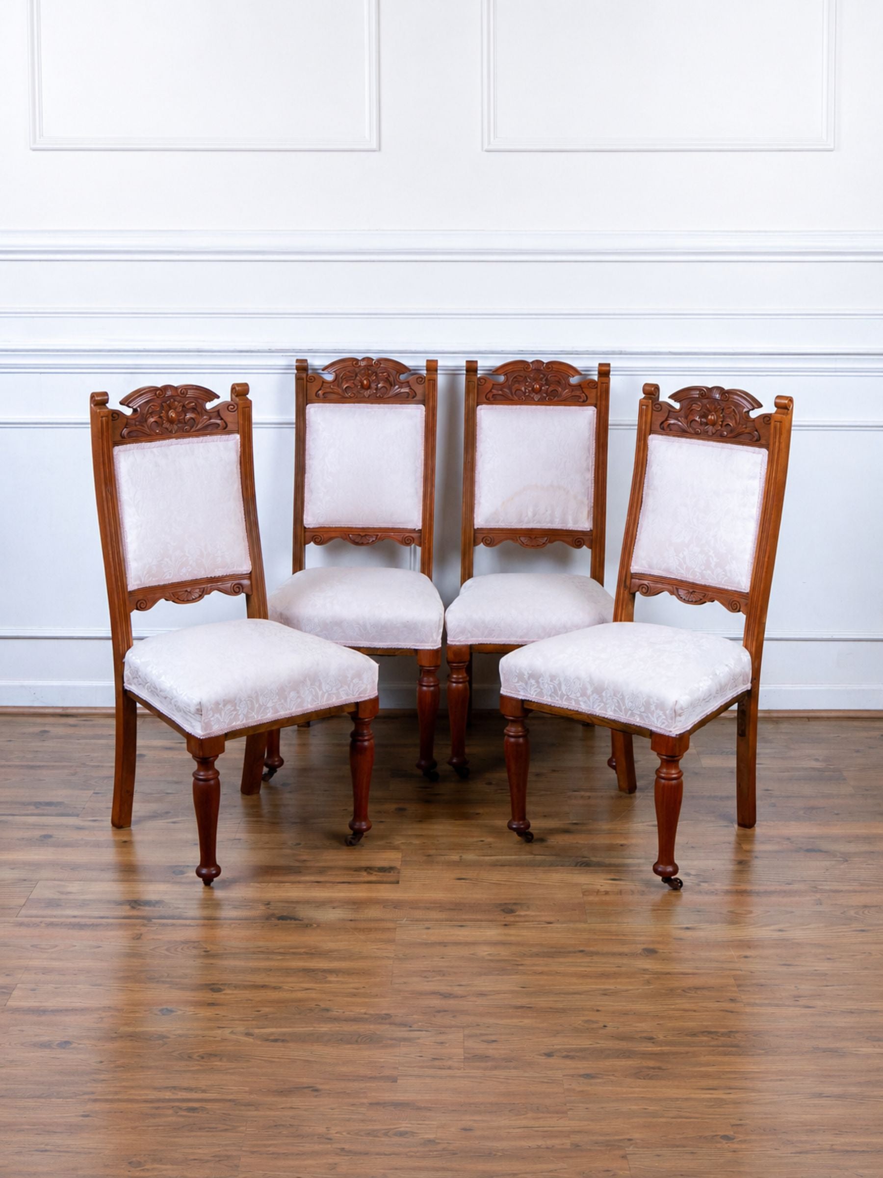 Set of Four Antique Victorian Renaissance Revival Walnut Dining Chairs, Circa 1890