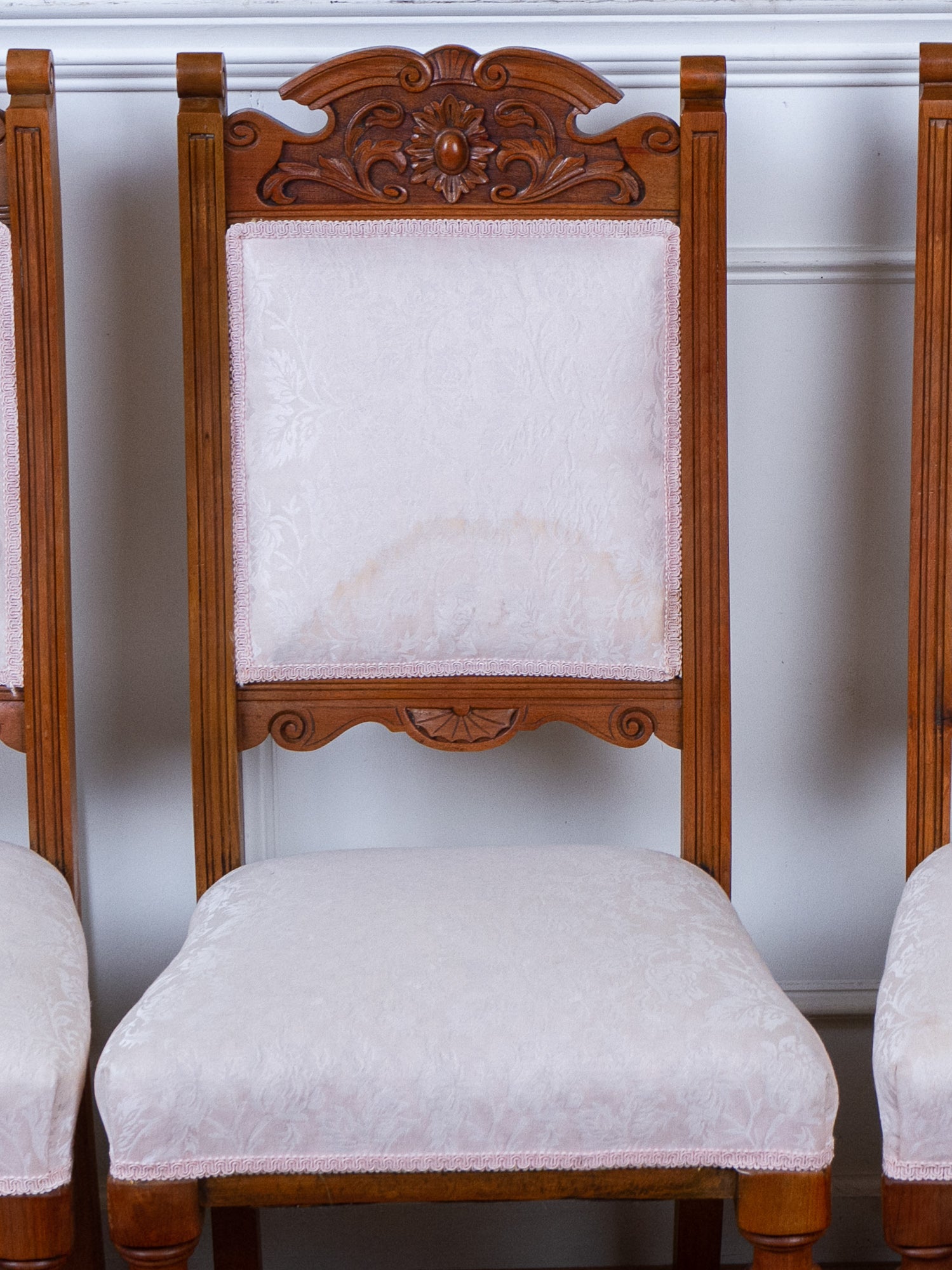 Set of Four Antique Victorian Renaissance Revival Walnut Dining Chairs, Circa 1890