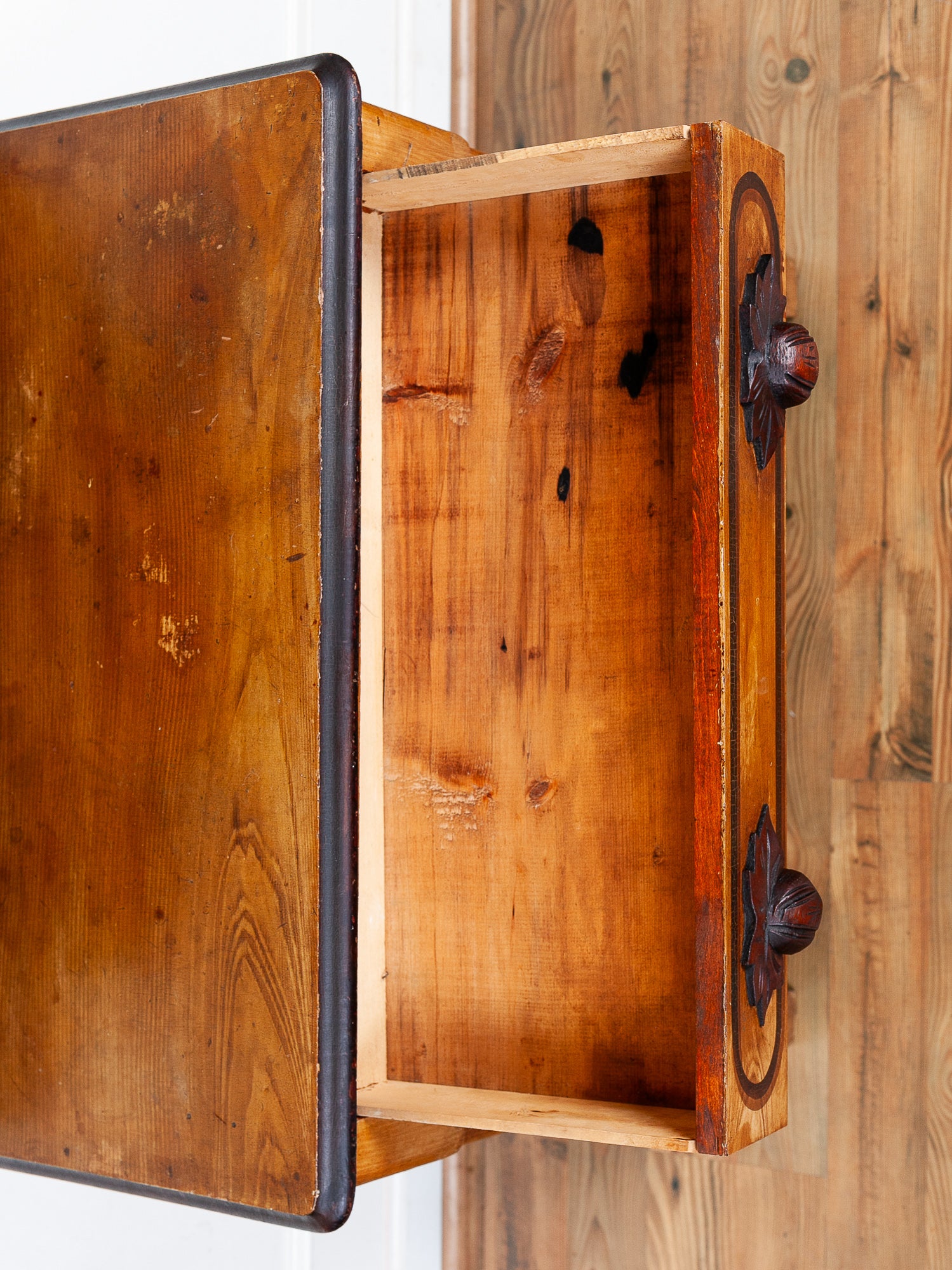 Antique 19th Century Pine Washstand with Painted Cupboard Doors