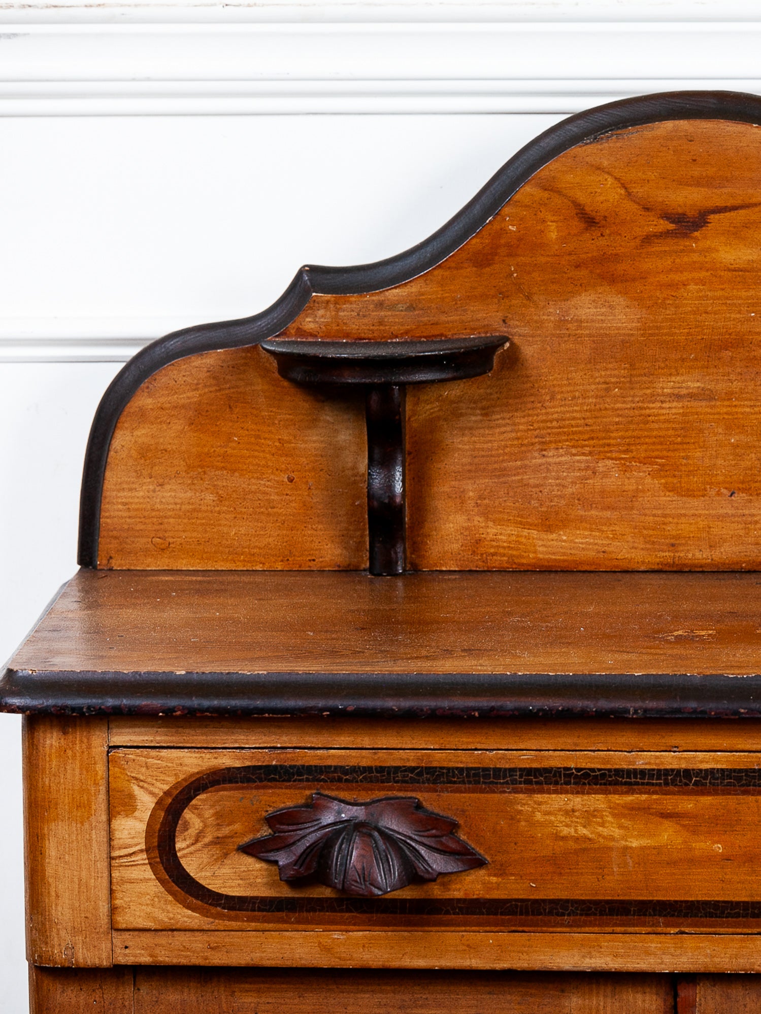 Antique 19th Century Pine Washstand with Painted Cupboard Doors
