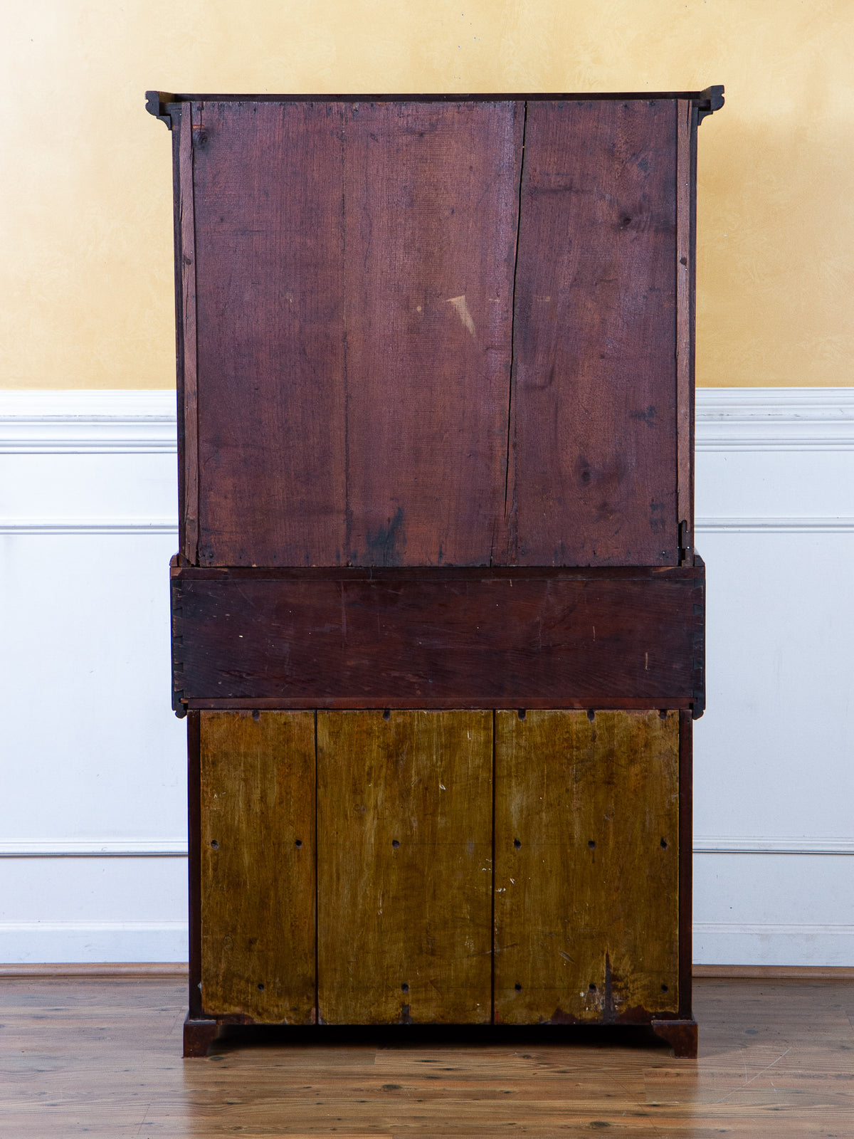 19th Century American Mahogany Secretary Desk with Blind Cupboard Top