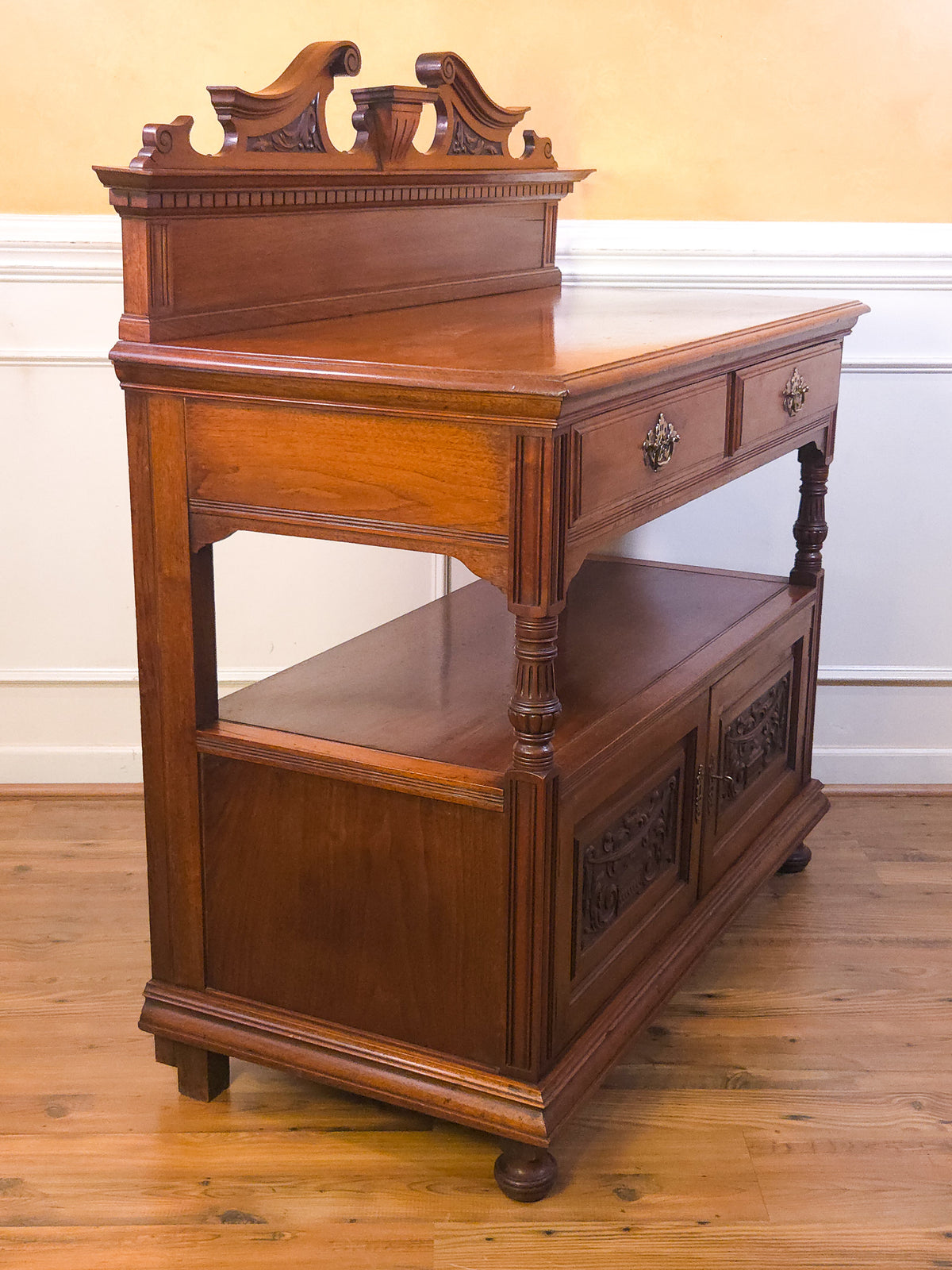English Victorian Walnut Buffet Server, circa 1880