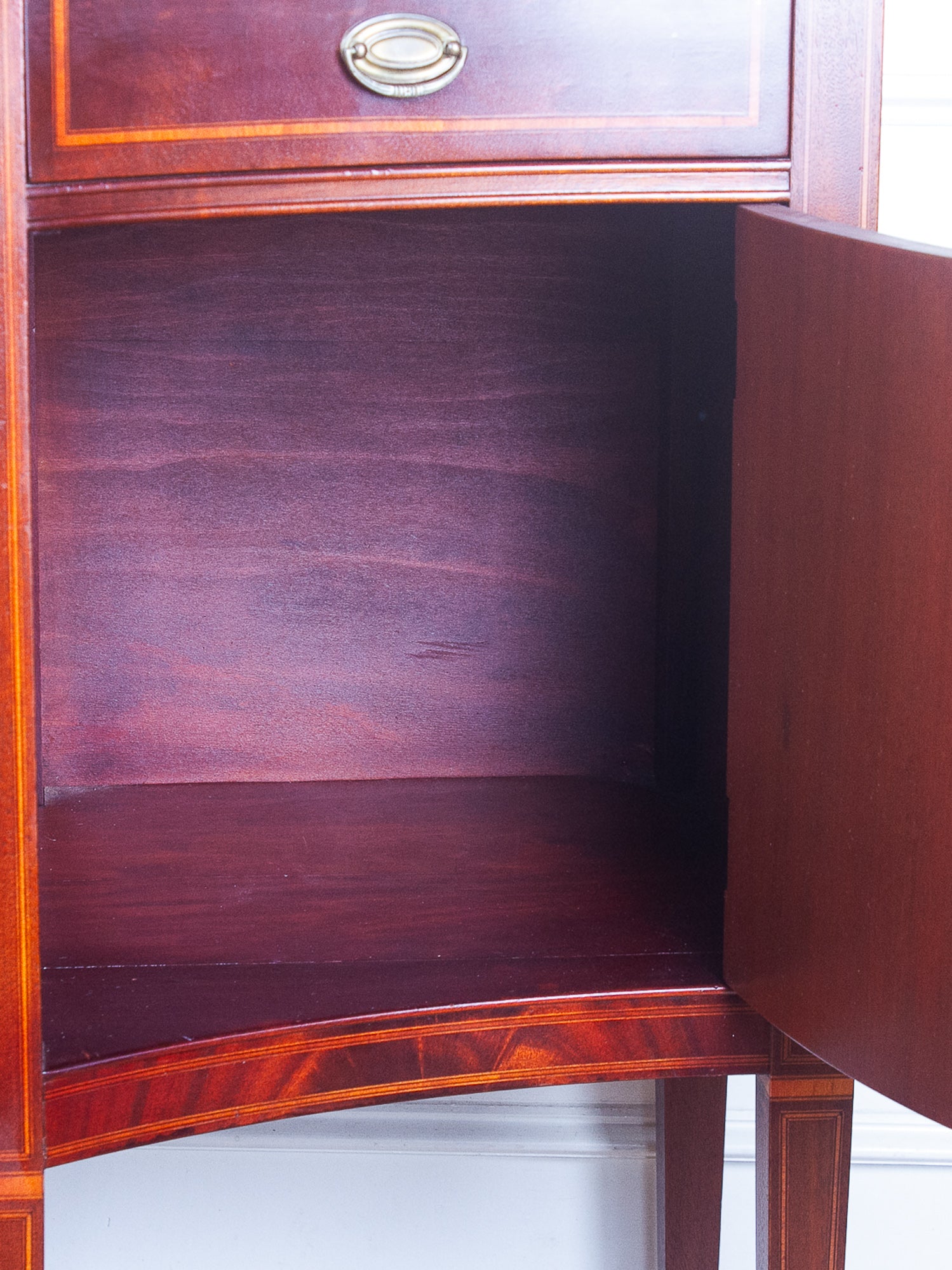 Large Antique Federal Style Inlaid Flame Mahogany Sideboard, Williams-Kimp, Grand Rapids, MI.