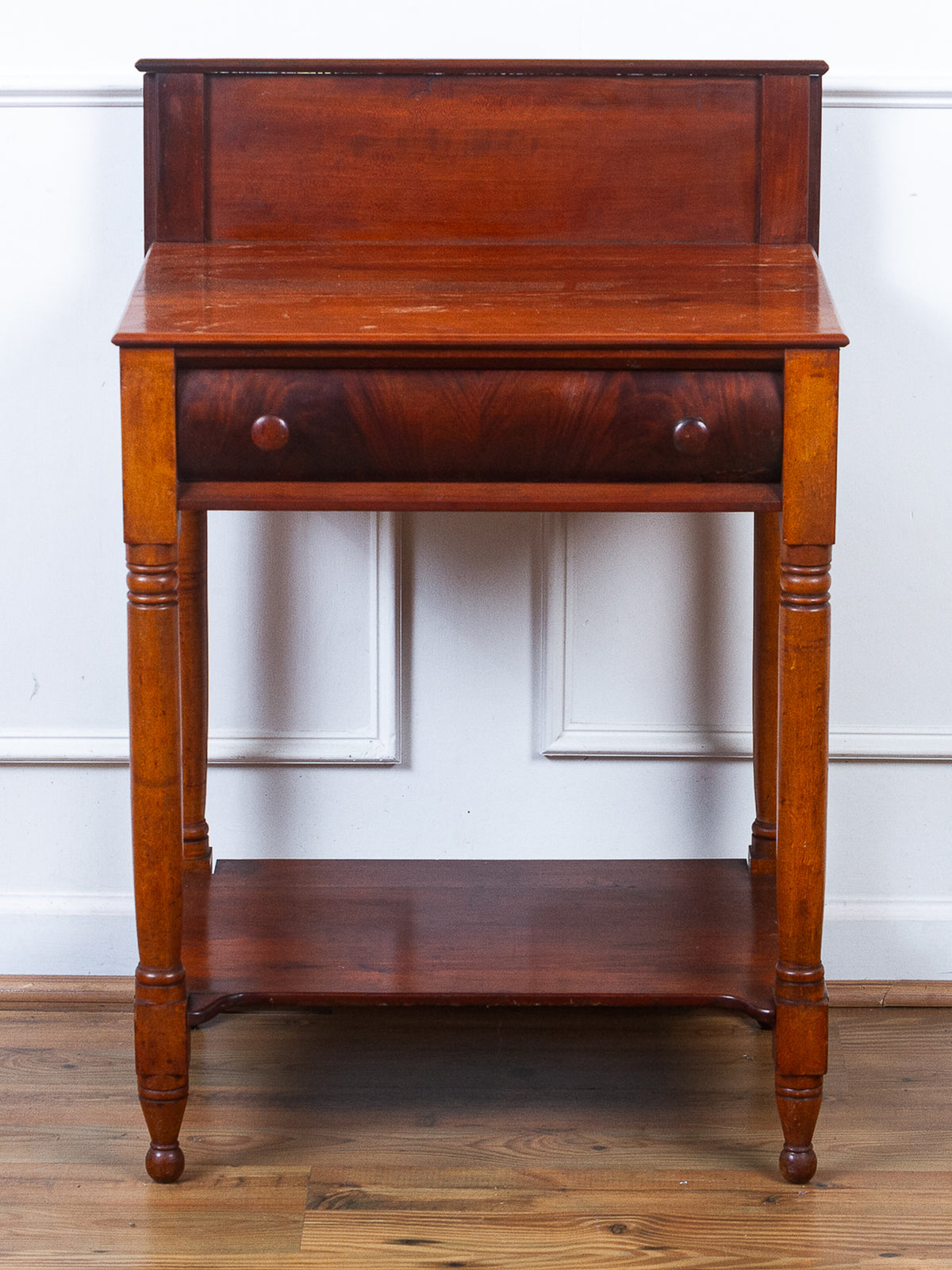 Early 19th Century American Cherry Sheraton Washstand with Flame Mahogany Drawer