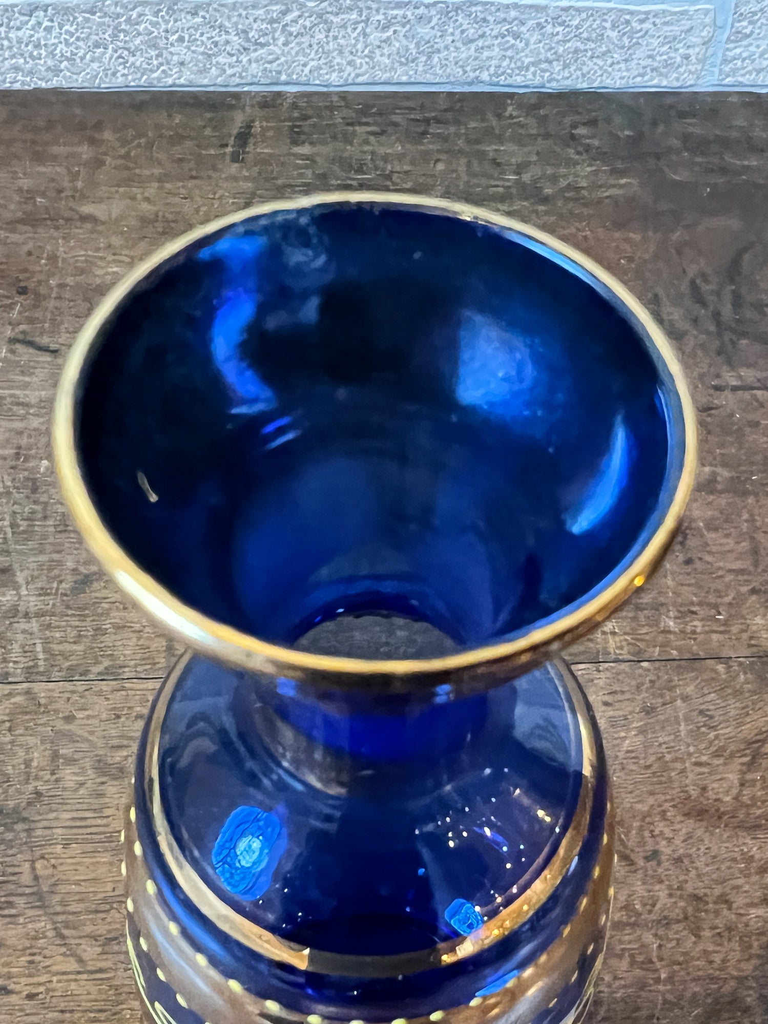 Vintage Venetian Style Cobalt Blue Glass Decanter & Six Shot Glasses