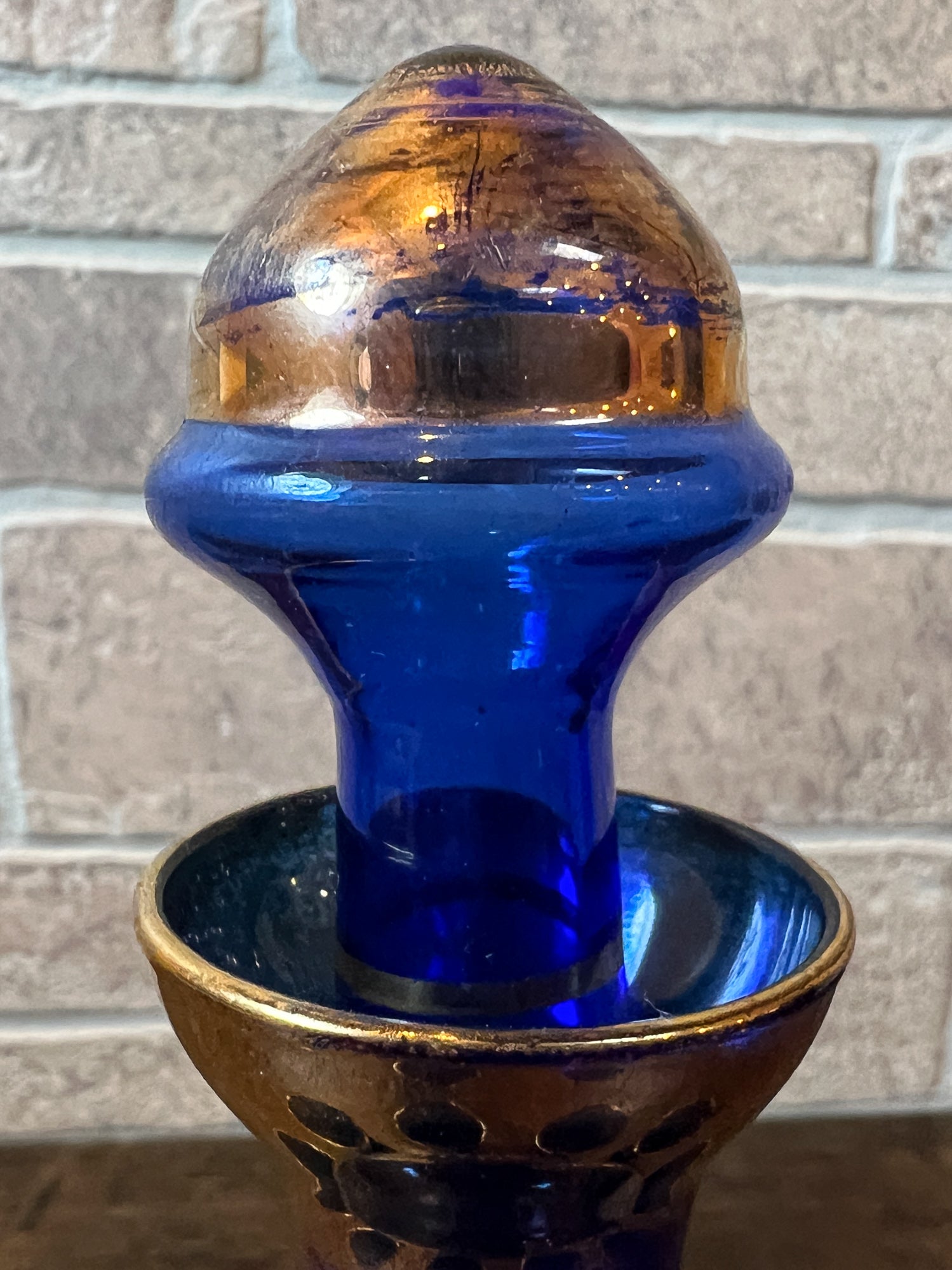 Vintage Venetian Style Cobalt Blue Glass Decanter & Six Shot Glasses
