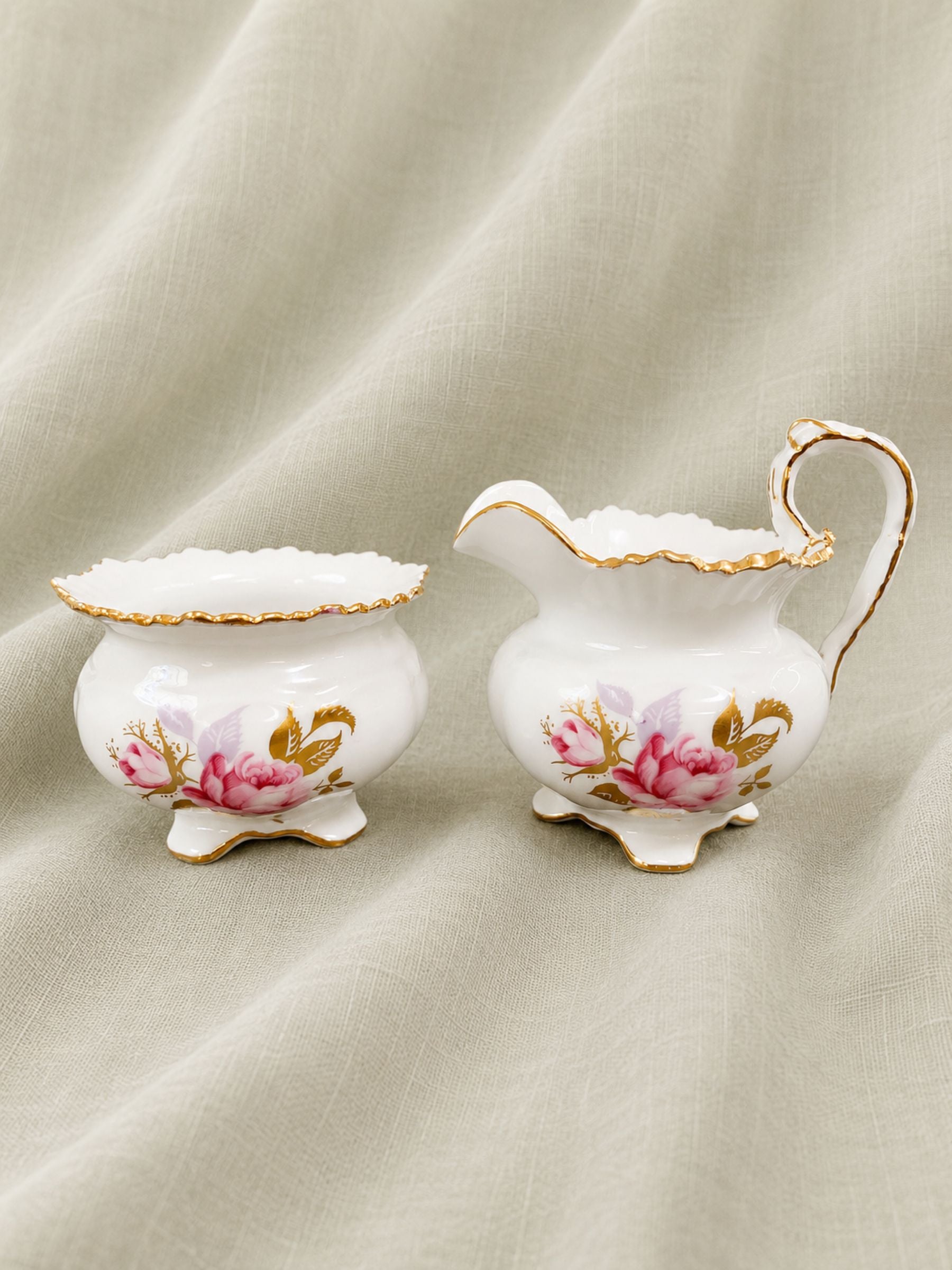 Aynsley Bone China Sugar Bowl & Creamer Set, Circa 1940s
