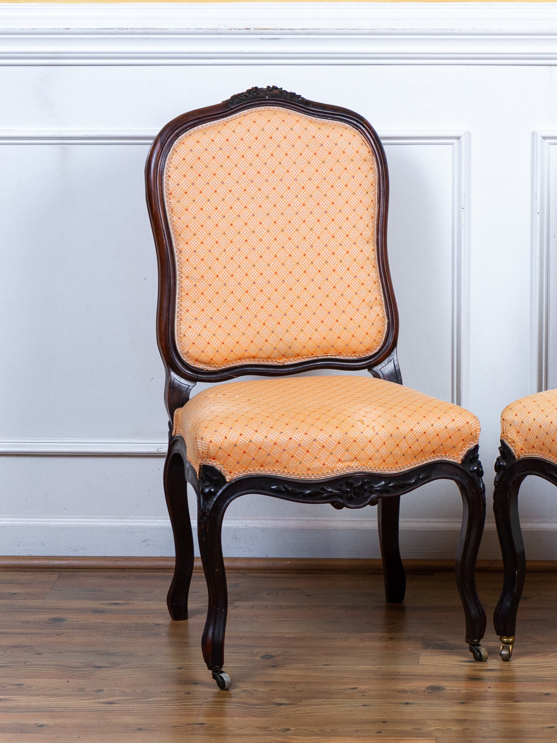 Pair Antique 18th Century French Louis XV Carved Side Chairs