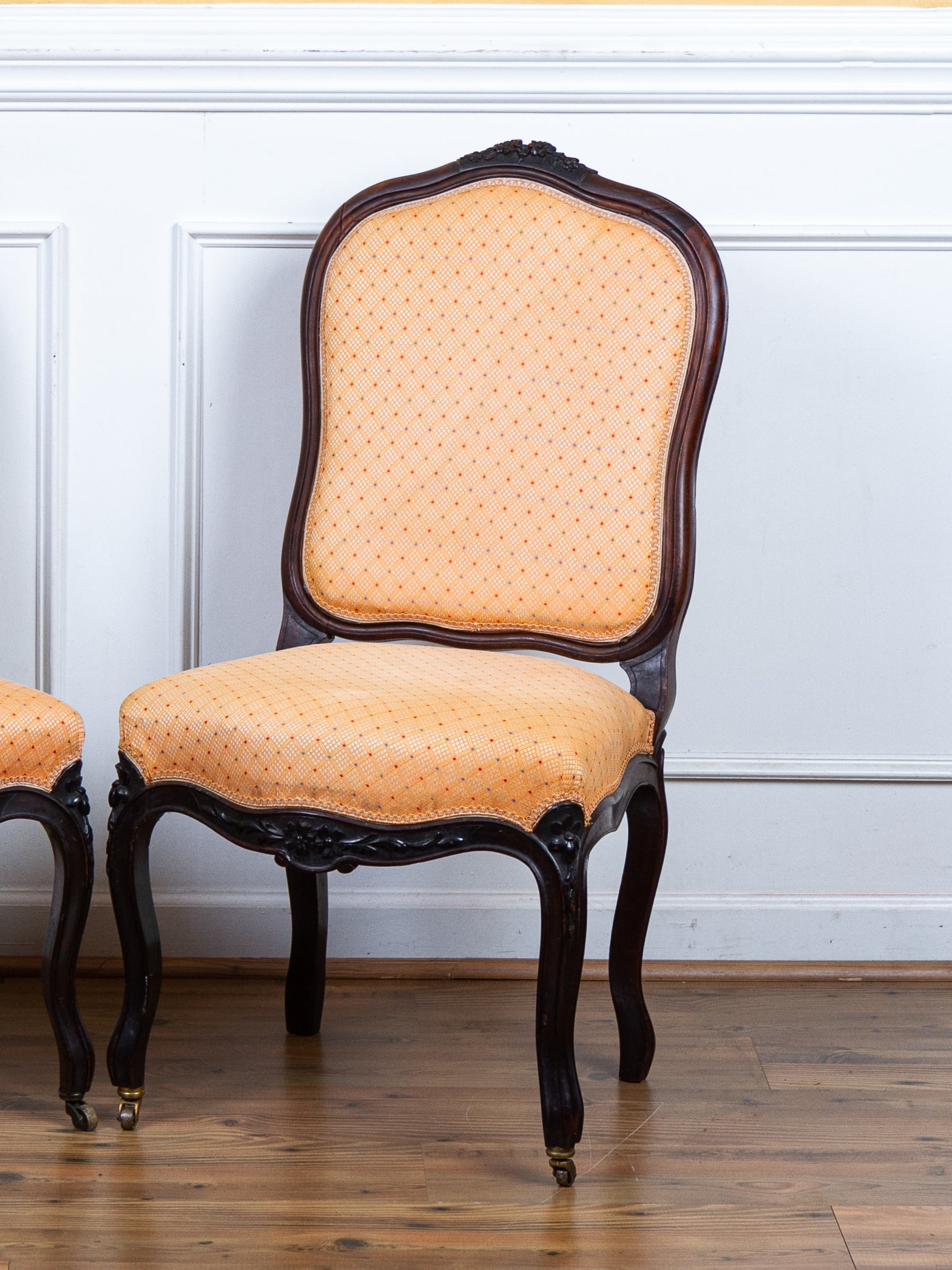 Pair Antique 18th Century French Louis XV Carved Side Chairs