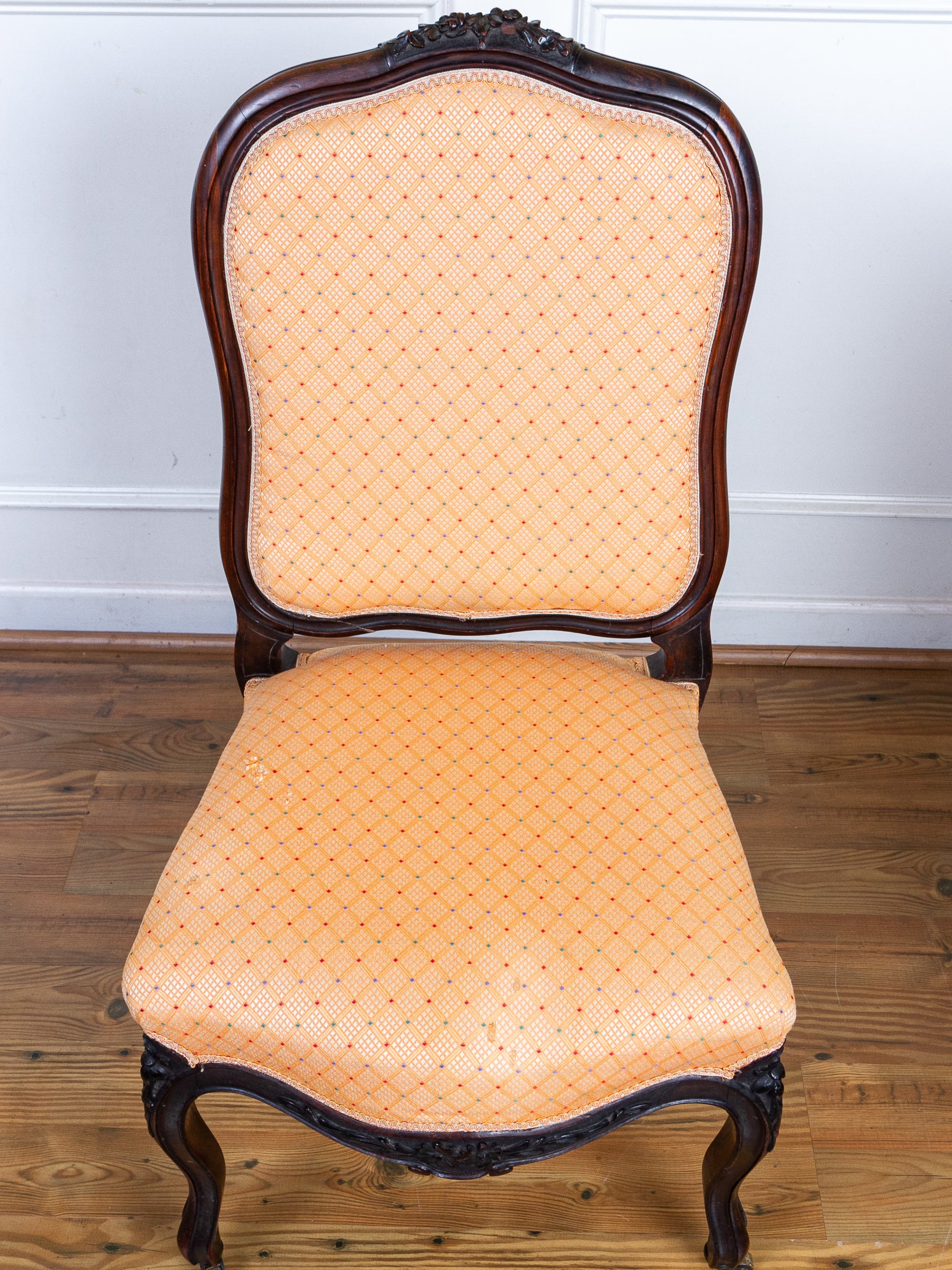 Pair Antique 18th Century French Louis XV Carved Side Chairs