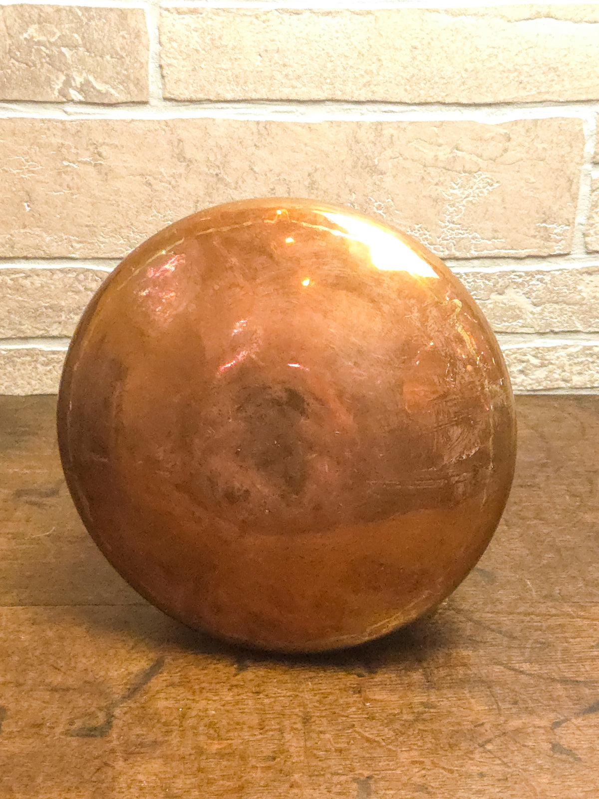 Antique French Aurillac Copper Cauldron with Brass Handle