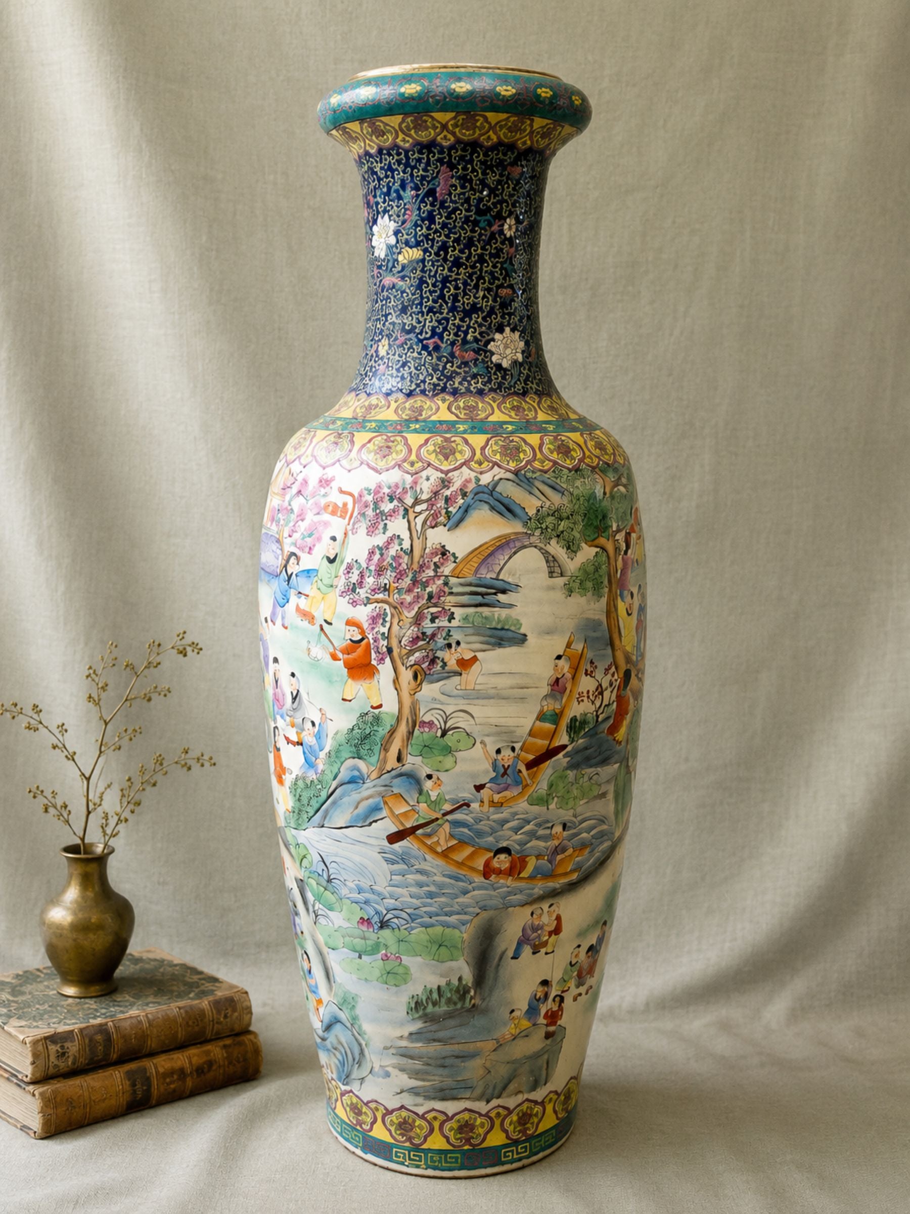 Monumental Chinese Famille Rose "One Hundred Children" Floor Vase
