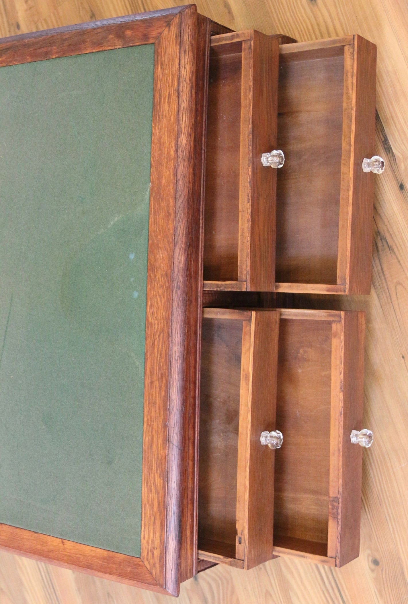 Antique Oak Table Top Spool Cabinet Slant Top Desk.