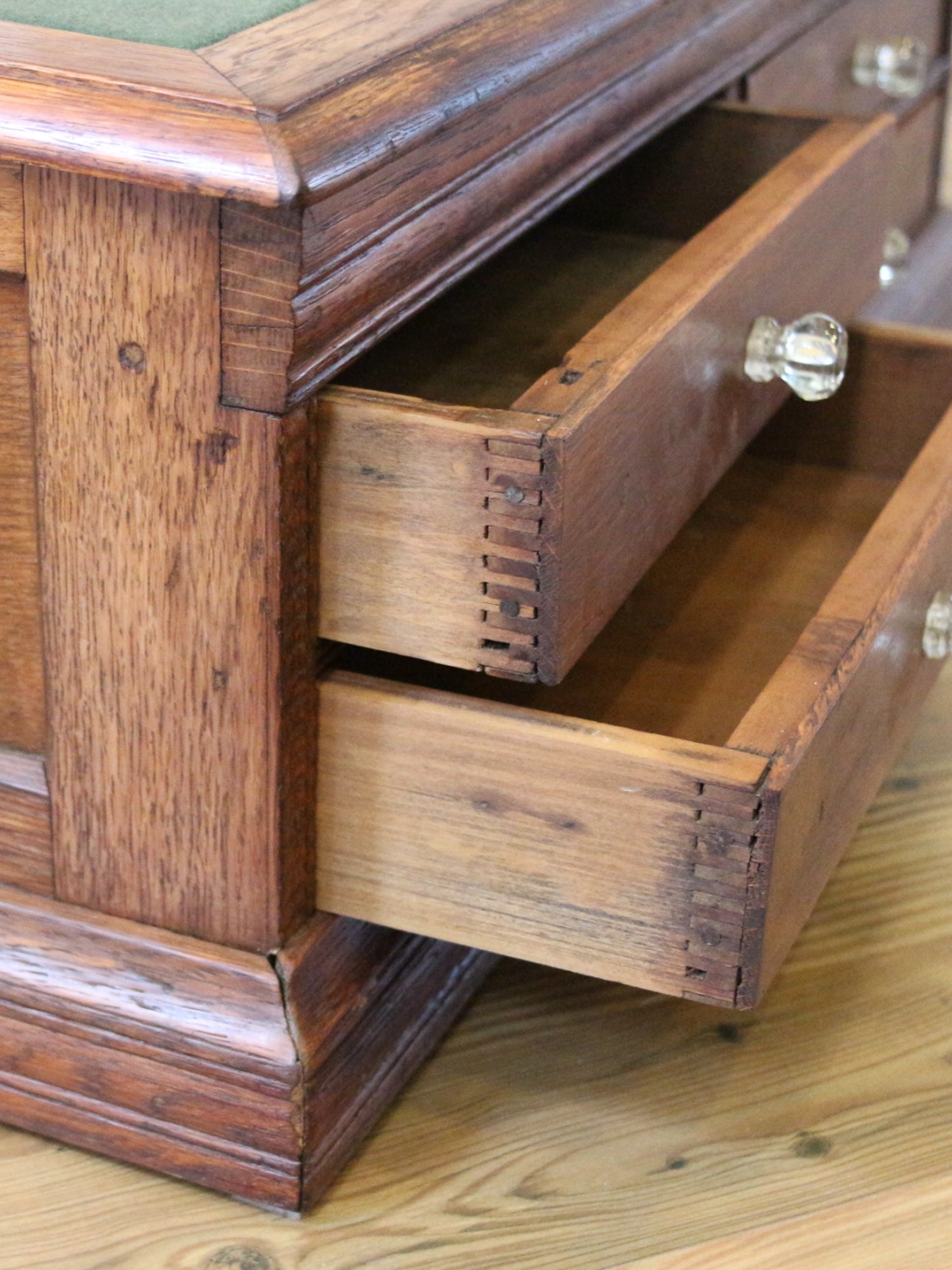 Antique Oak Table Top Spool Cabinet Slant Top Desk.