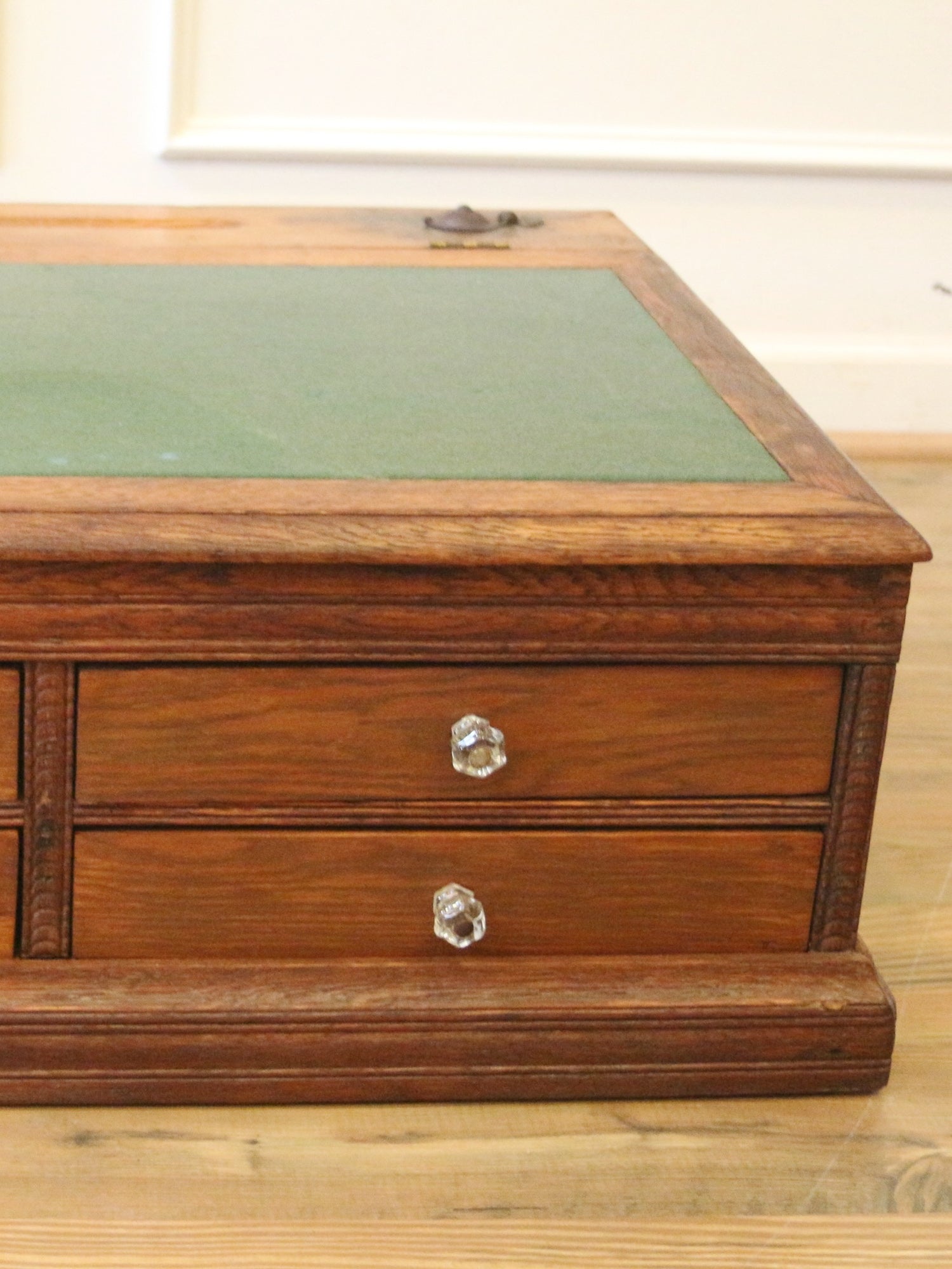 Antique Oak Table Top Spool Cabinet Slant Top Desk.