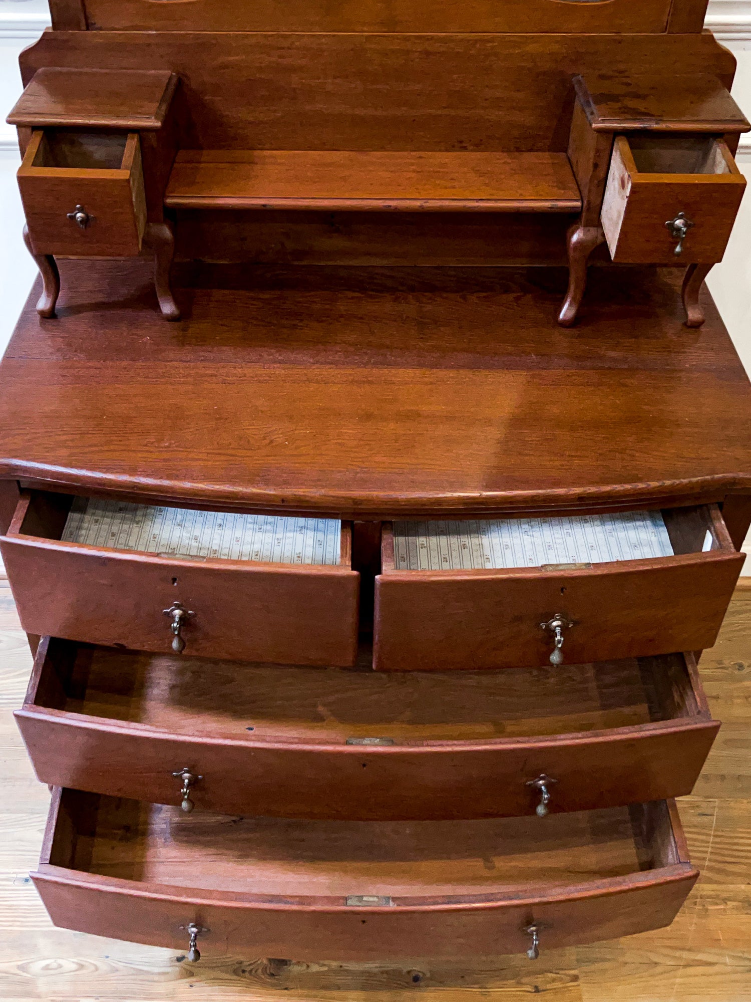 Early 20th Century Bow Front Dresser with Swivel Mirror