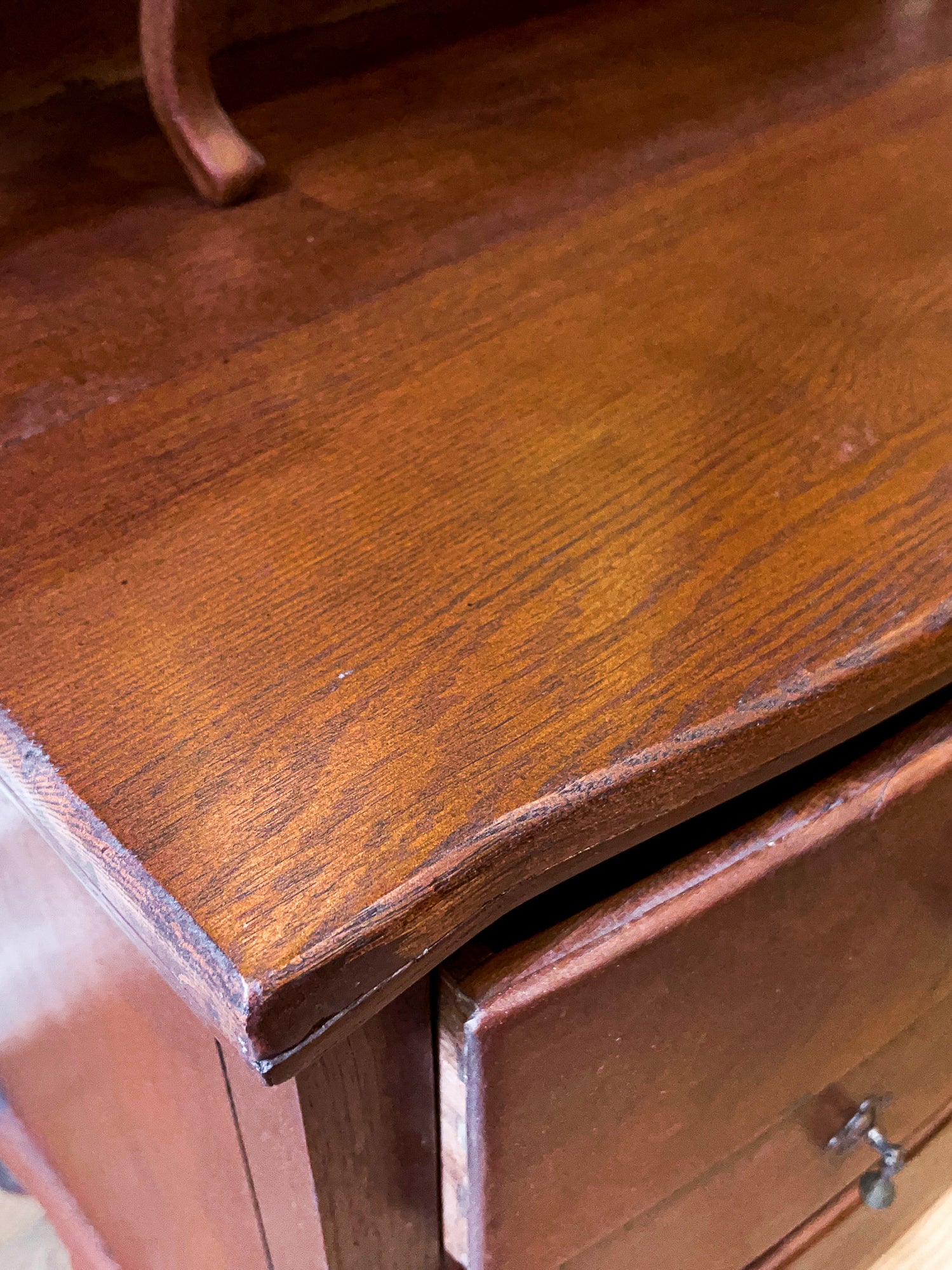 Early 20th Century Bow Front Dresser with Swivel Mirror