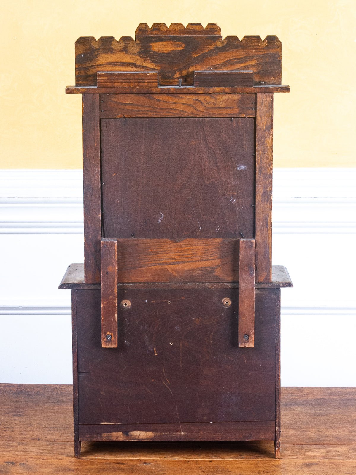 Miniature Arts & Crafts Style Mirror-Back Dresser with Hand-Carved Drawers