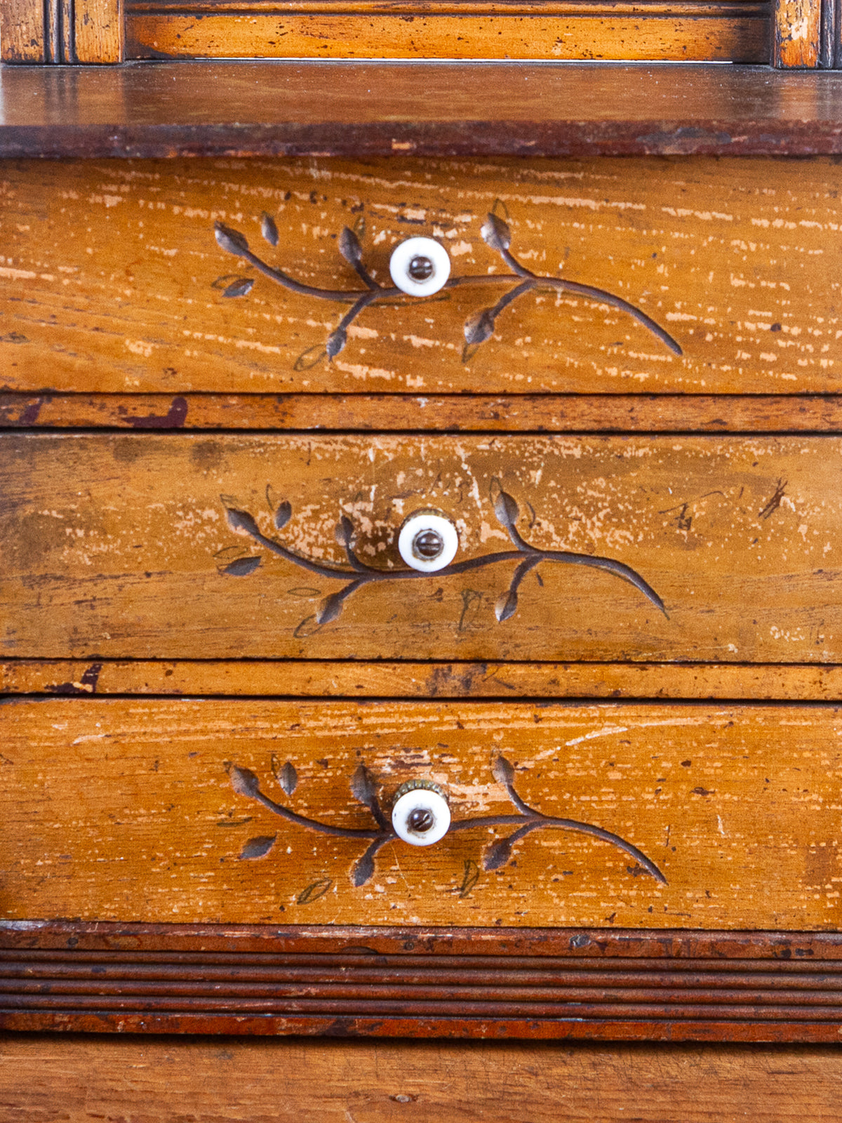 Miniature Arts & Crafts Style Mirror-Back Dresser with Hand-Carved Drawers