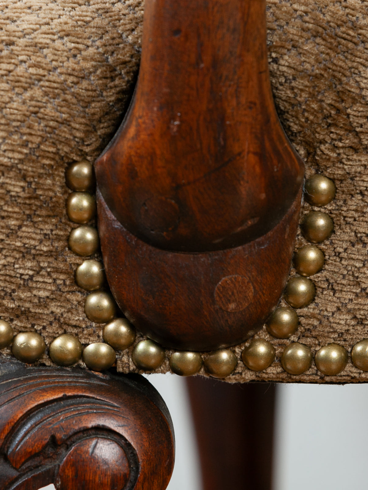 19th Century Victorian Carved Lion Head Armchair with Paw Feet & Shepherd's Crook Arms