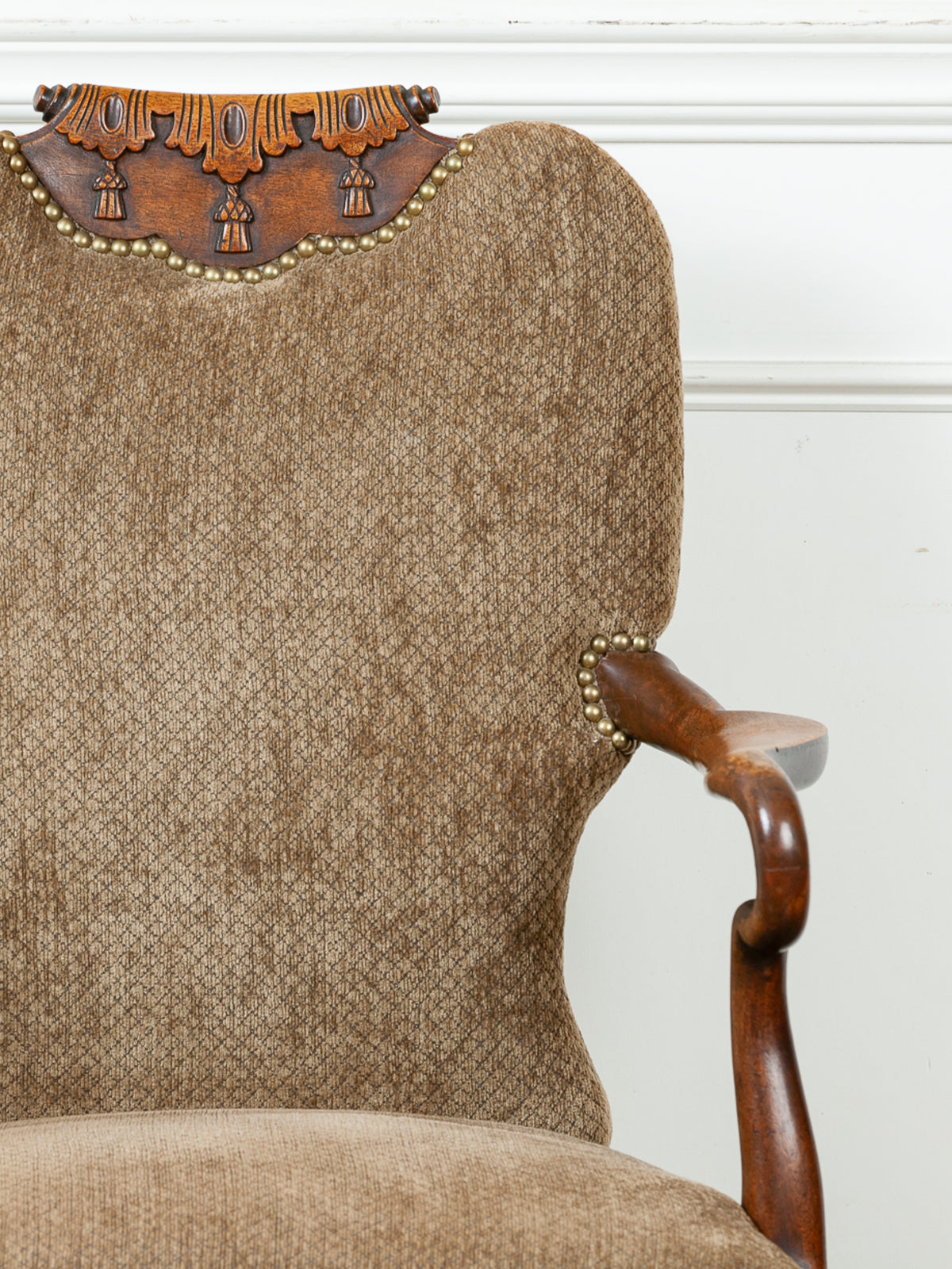 19th Century Victorian Carved Lion Head Armchair with Paw Feet & Shepherd's Crook Arms