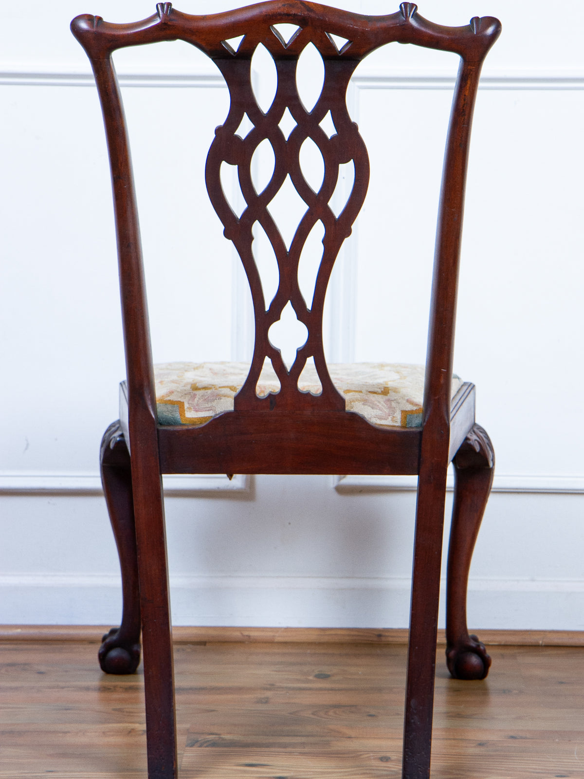 Antique American Chippendale Style Mahogany Side Chair with Ball & Claw Feet, c.1880