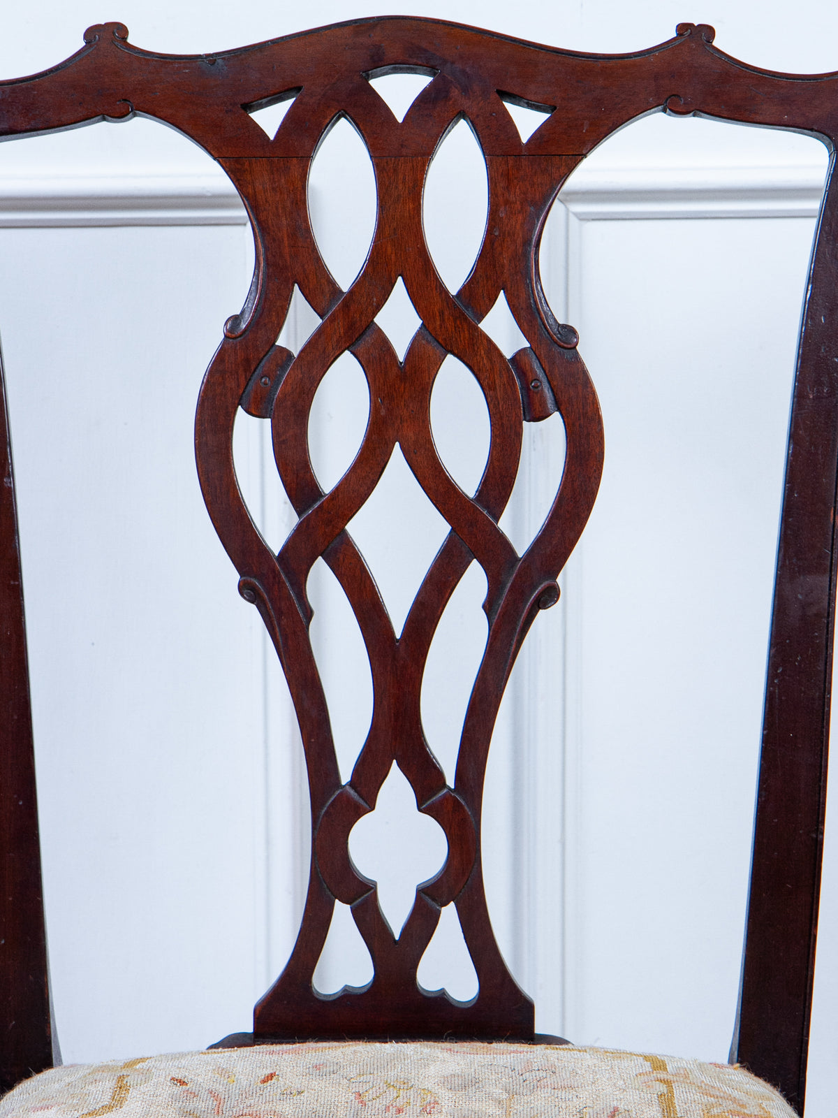 Antique American Chippendale Style Mahogany Side Chair with Ball & Claw Feet, c.1880