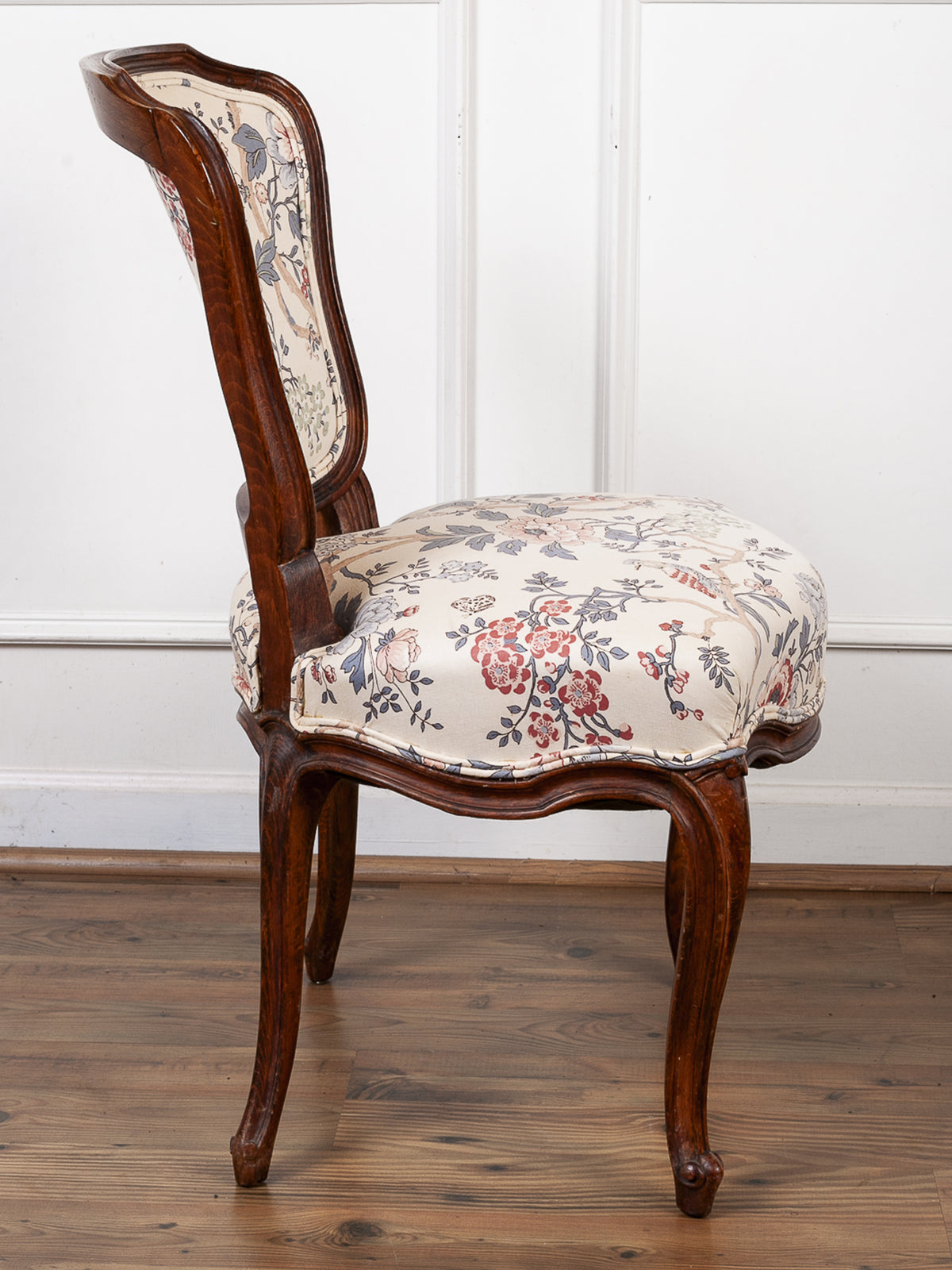19th Century French Carved Oak Upholstered Side Chair