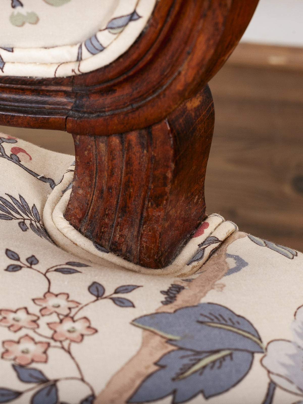 19th Century French Carved Oak Upholstered Side Chair