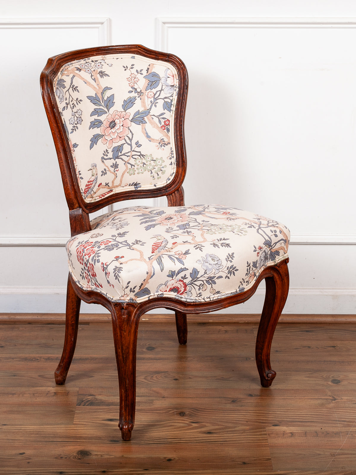 19th Century French Carved Oak Upholstered Side Chair