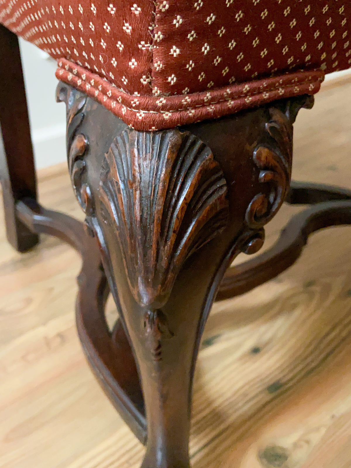 Antique Carved High Back Side Chair with Hoof Feet