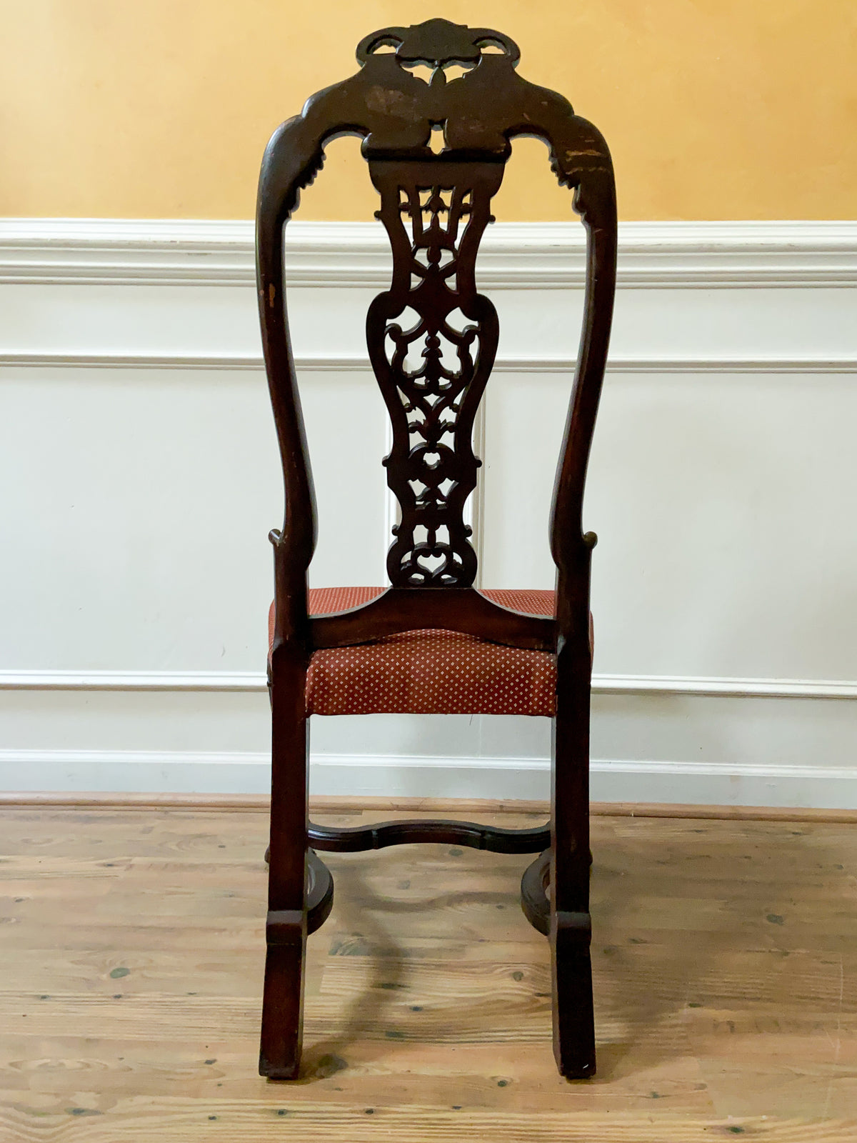 Antique Carved High Back Side Chair with Hoof Feet