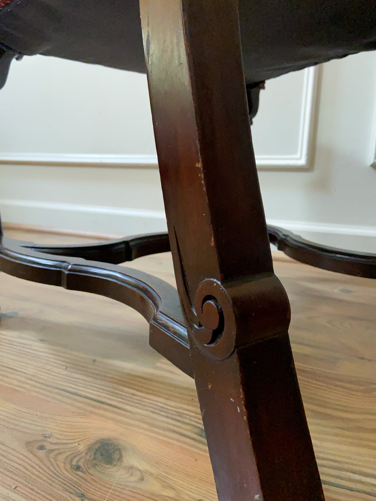 Antique Carved High Back Side Chair with Hoof Feet