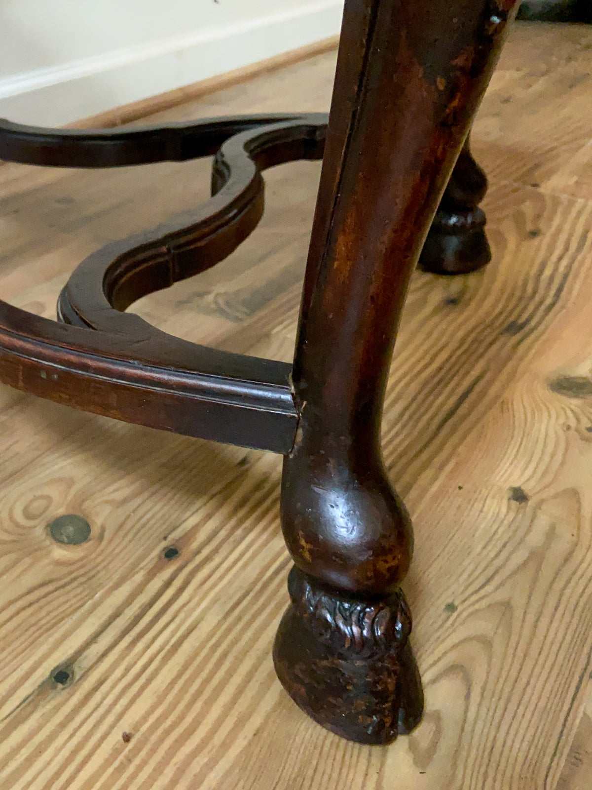 Antique Carved High Back Side Chair with Hoof Feet