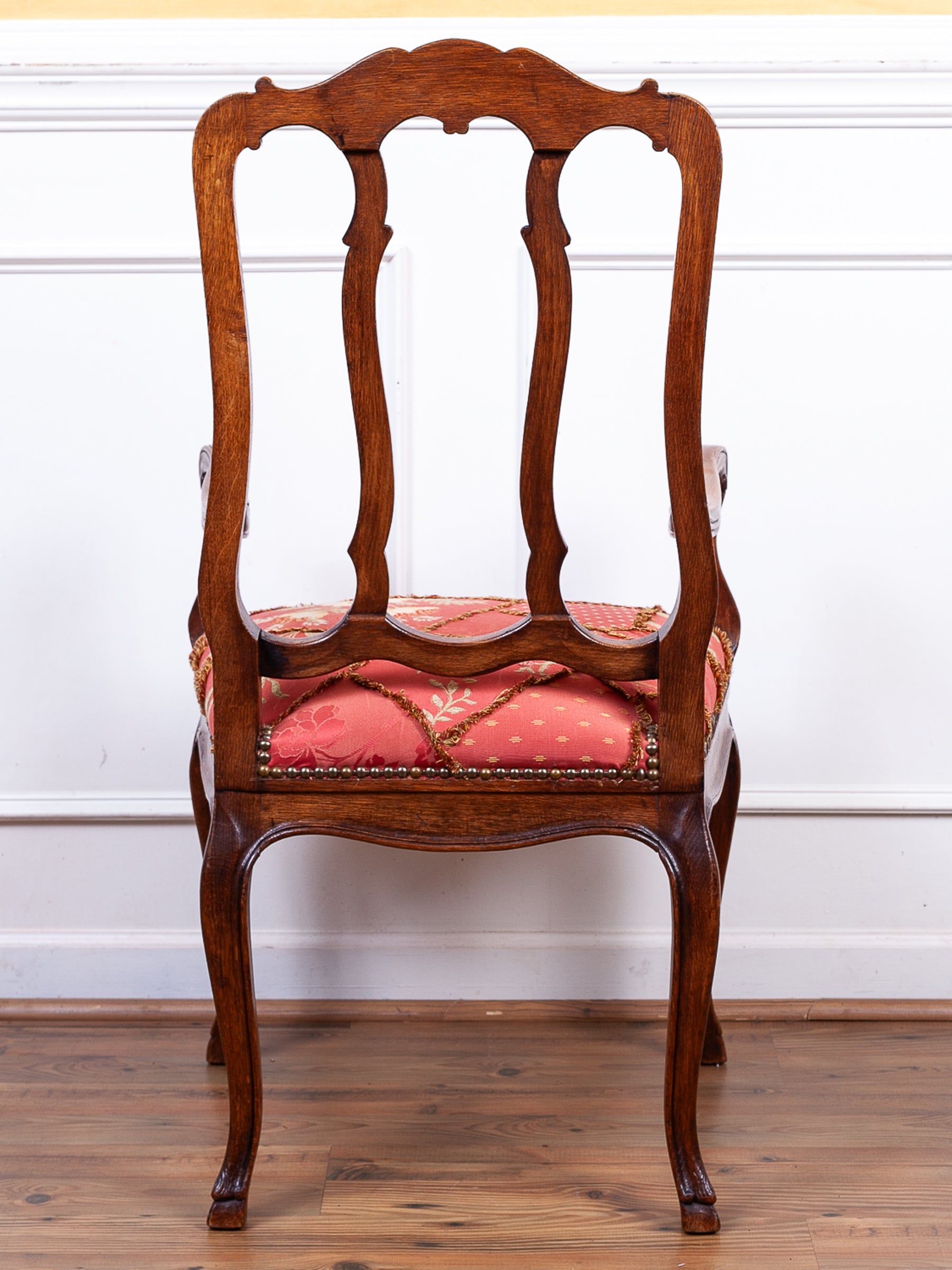 Antique Louis XV Style Carved Oak Arm Chair, Liege, Belgium.