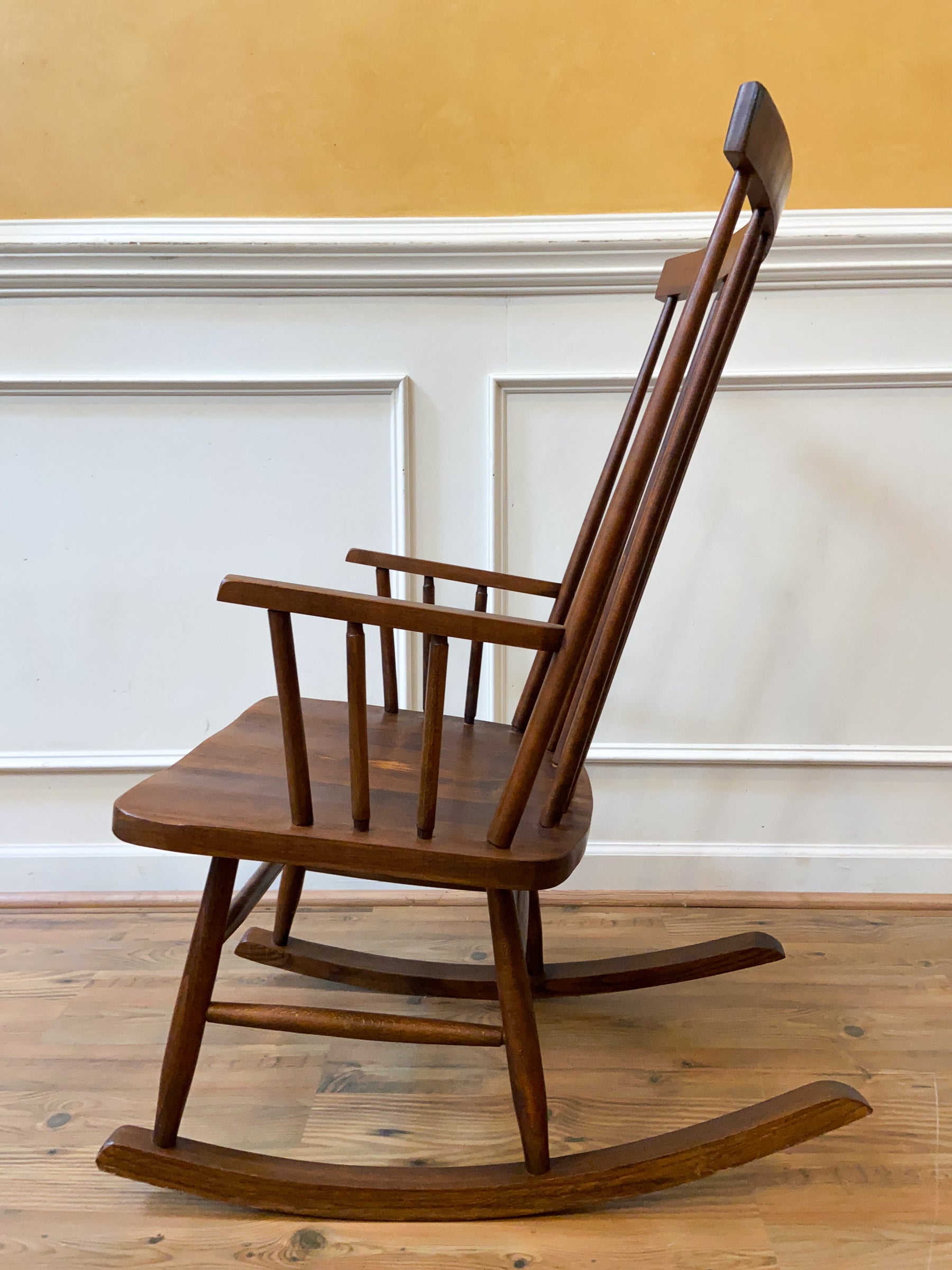 Original Mel Smilow Solid Walnut Rocking Chair for Smilow-Thielle, Circa 1960s