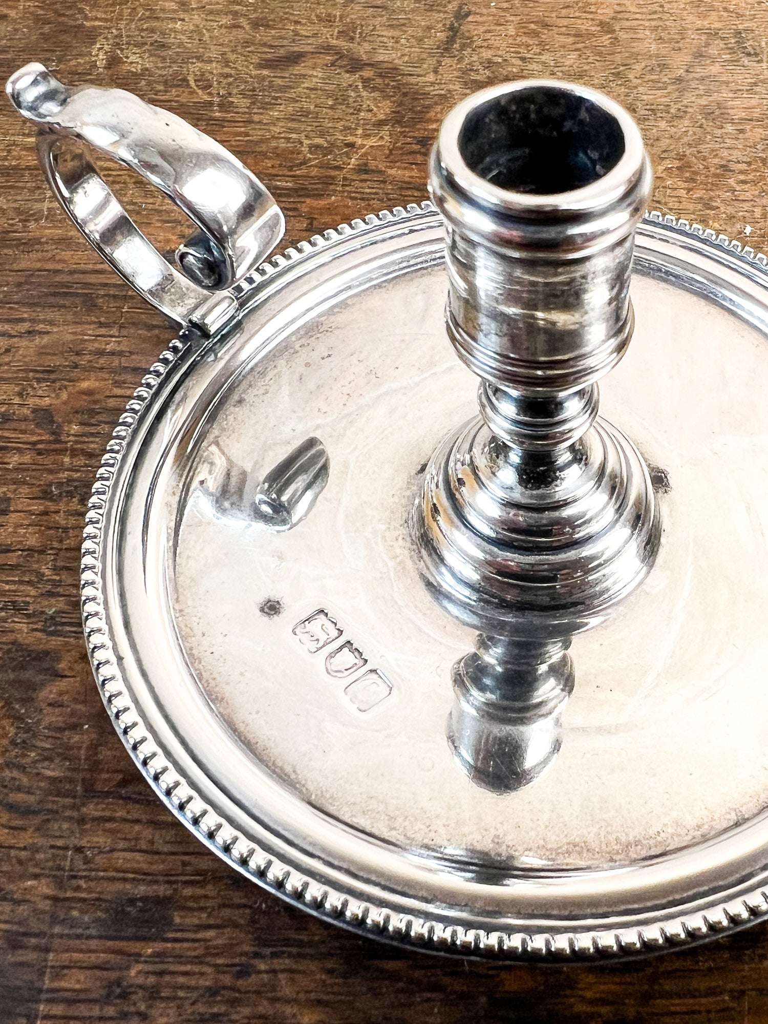 Rare 19th Century Victorian Sterling Silver Small Taperstick Chamberstick, London, England 1898