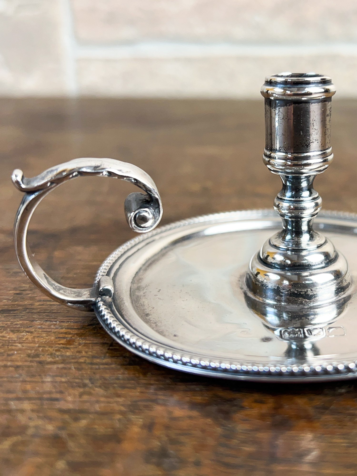 Rare 19th Century Victorian Sterling Silver Small Taperstick Chamberstick, London, England 1898