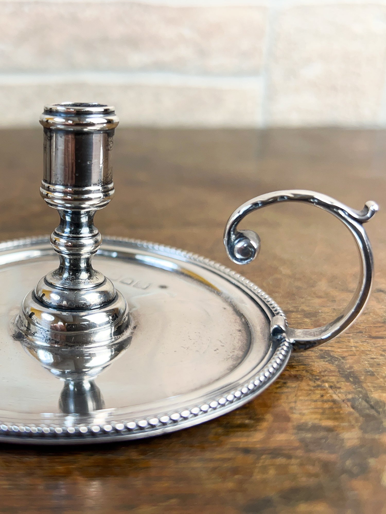 Rare 19th Century Victorian Sterling Silver Small Taperstick Chamberstick, London, England 1898
