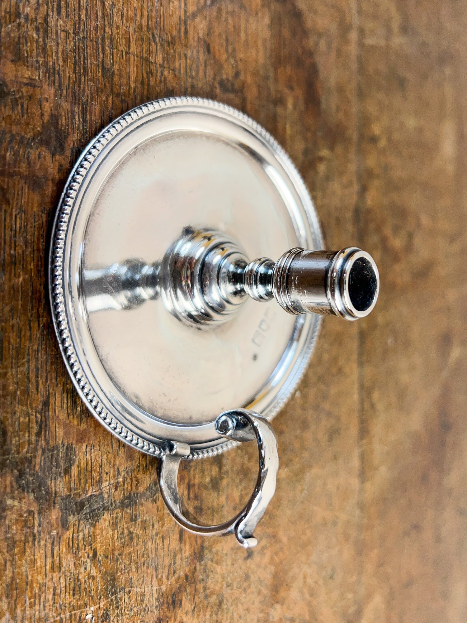 Rare 19th Century Victorian Sterling Silver Small Taperstick Chamberstick, London, England 1898