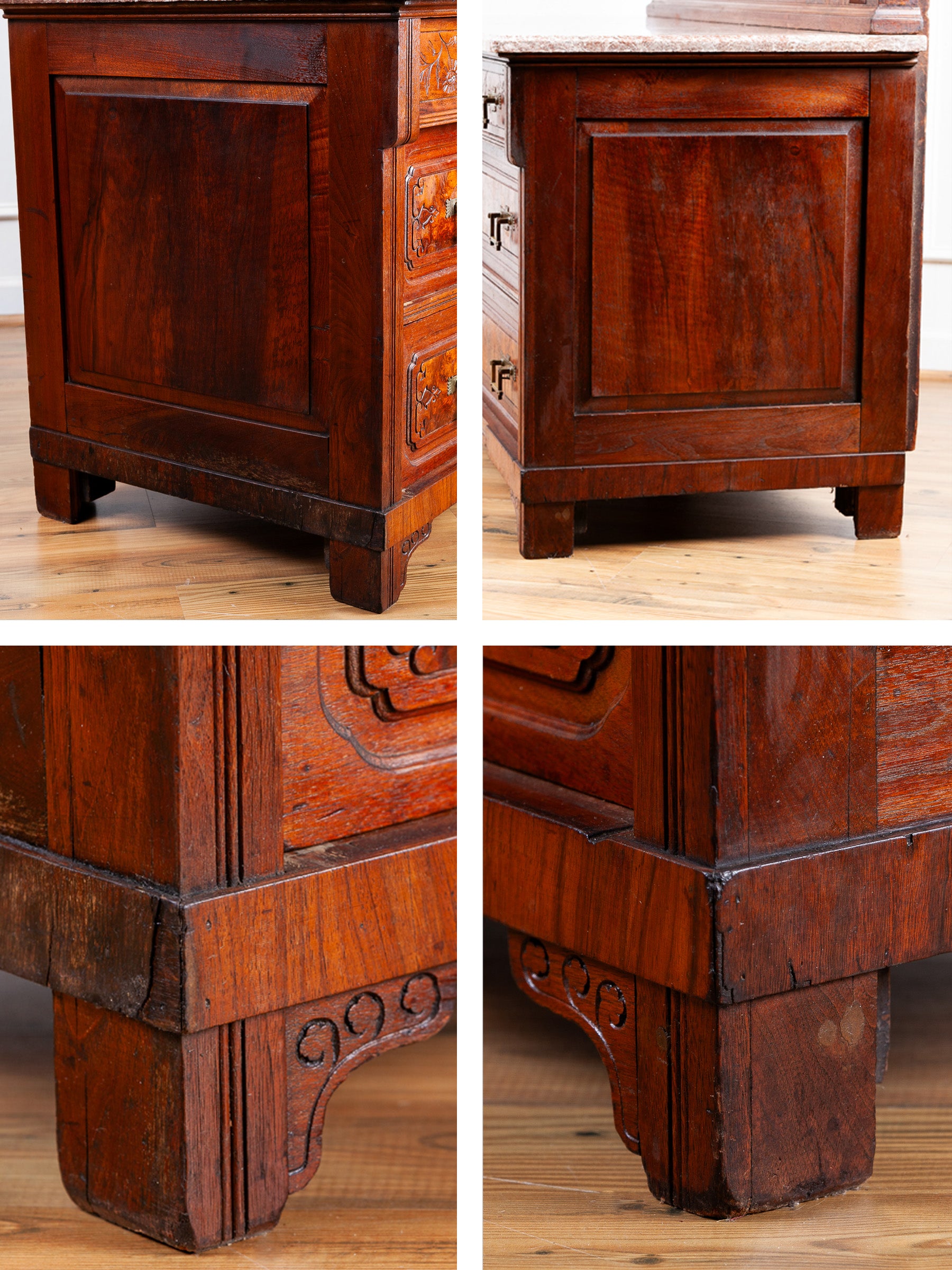 Herts Brothers Aesthetic Movement Burled Walnut & Marble Top Dresser, c.1880